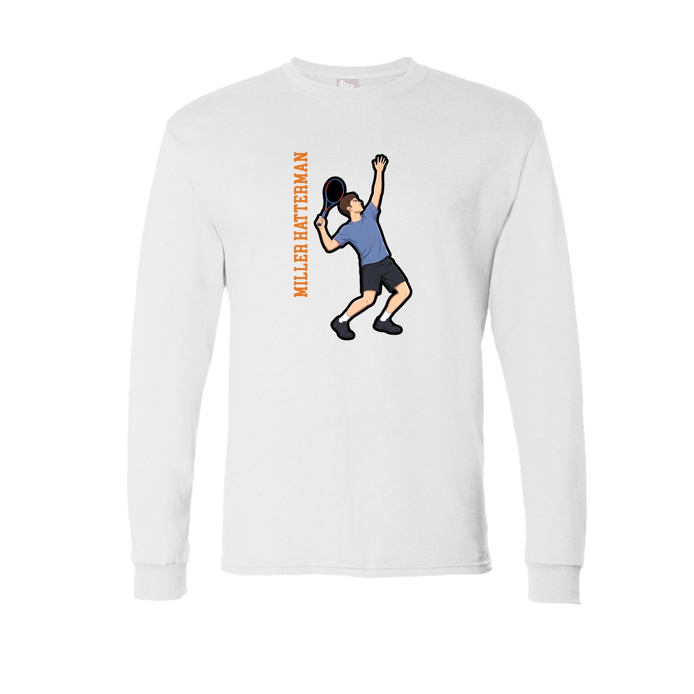 Long Sleeve Tee — Name Vertical in White