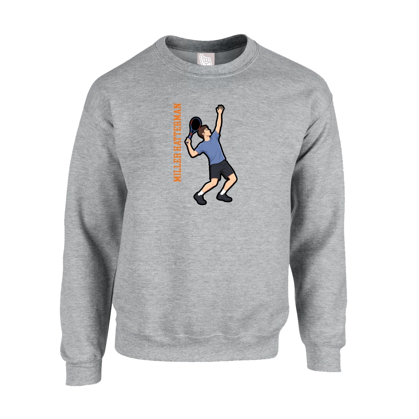Fleece Crew — Name Vertical in Grey