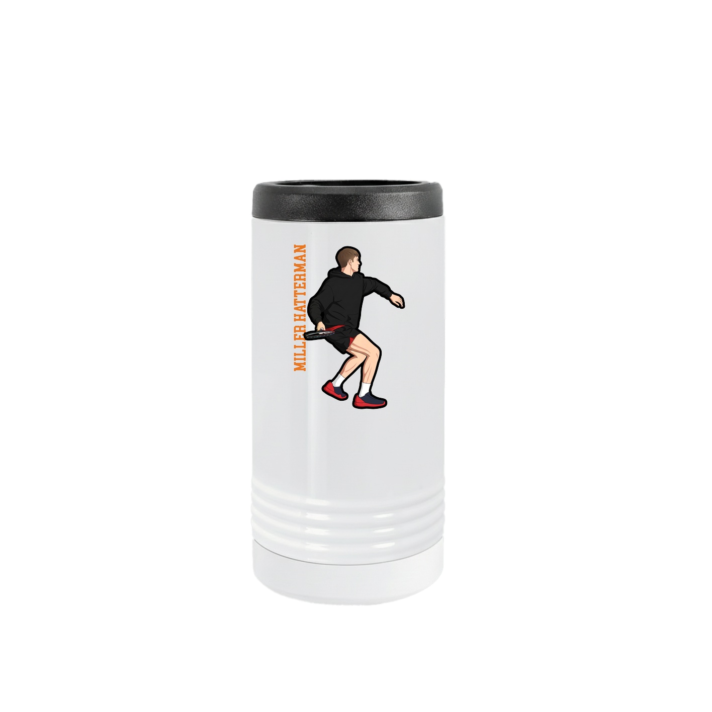 Slim Beverage Holder — Name Vertical in White