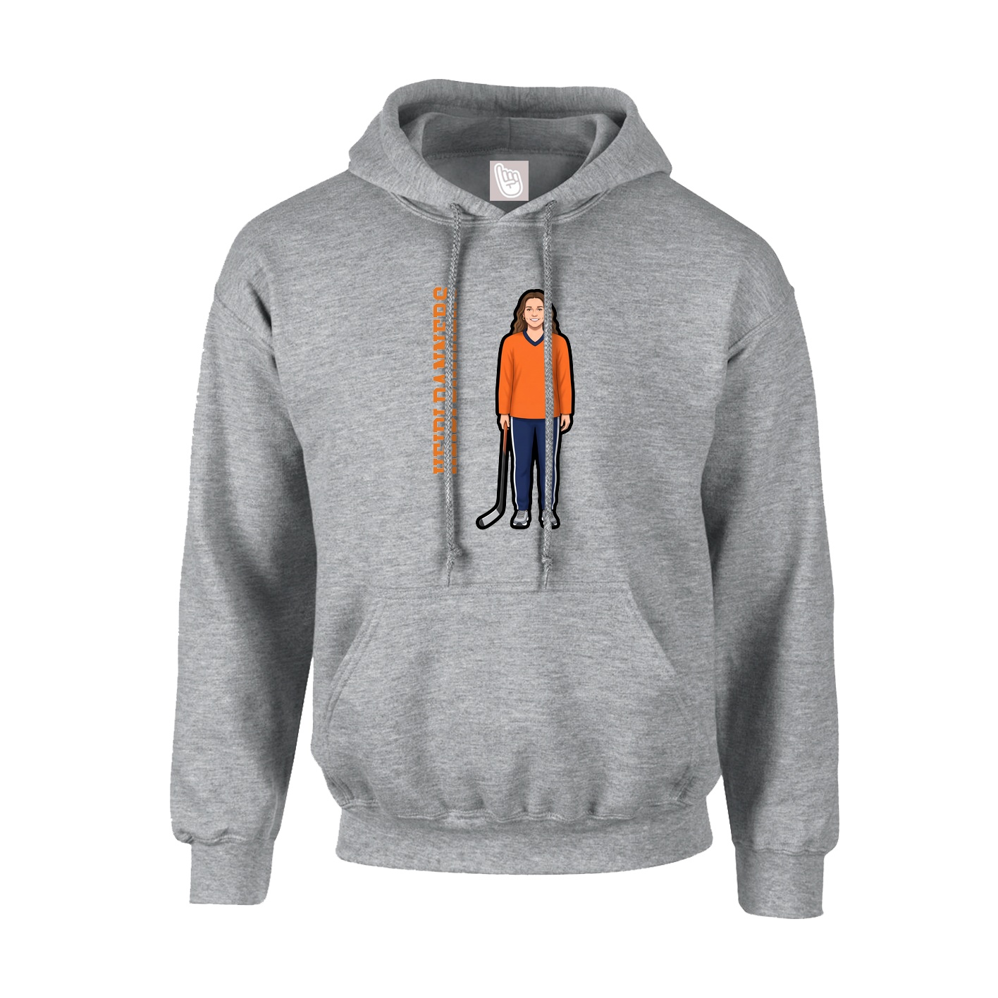 Hoodie — Name Vertical in Grey