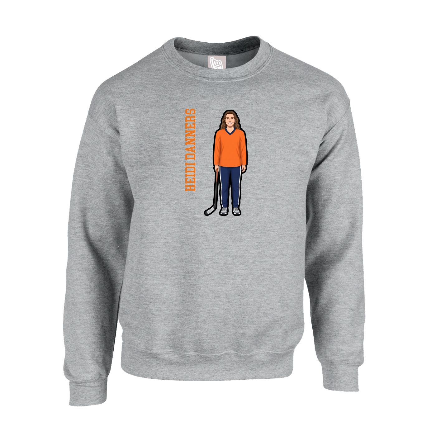 Fleece Crew — Name Vertical in Grey