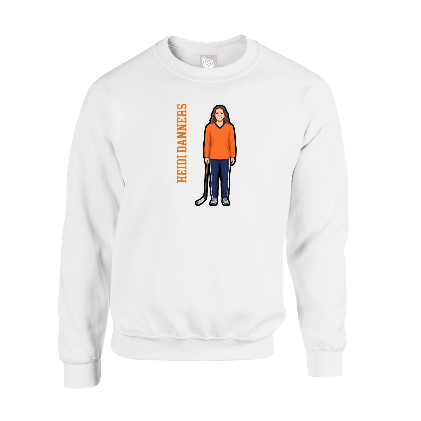 Fleece Crew — Name Vertical in White