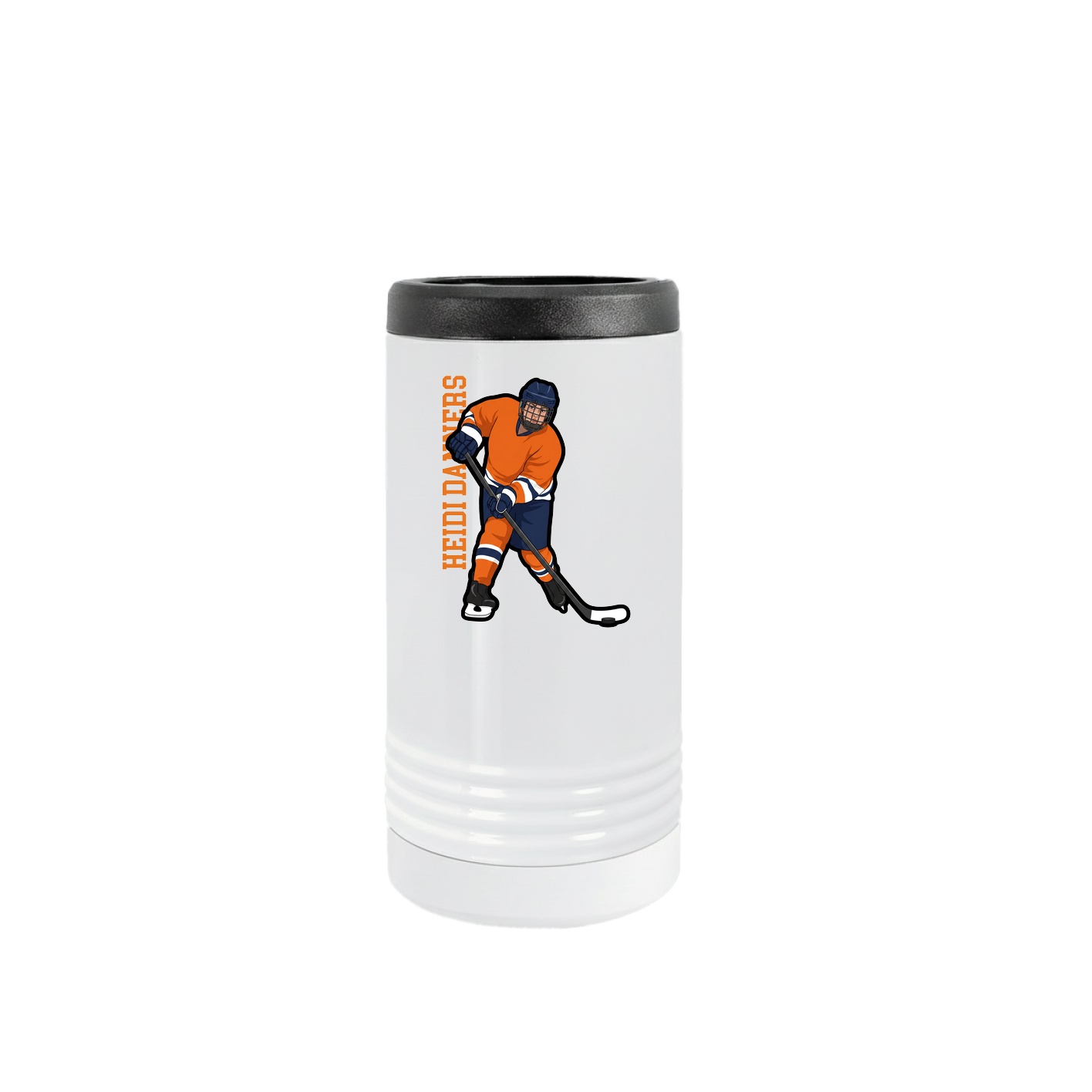 Slim Beverage Holder — Name Vertical in White