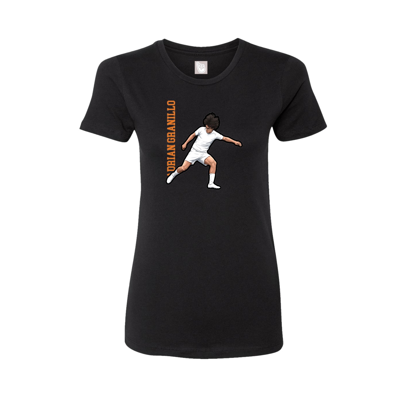 Fitted Women's Tee — Name Vertical in Black