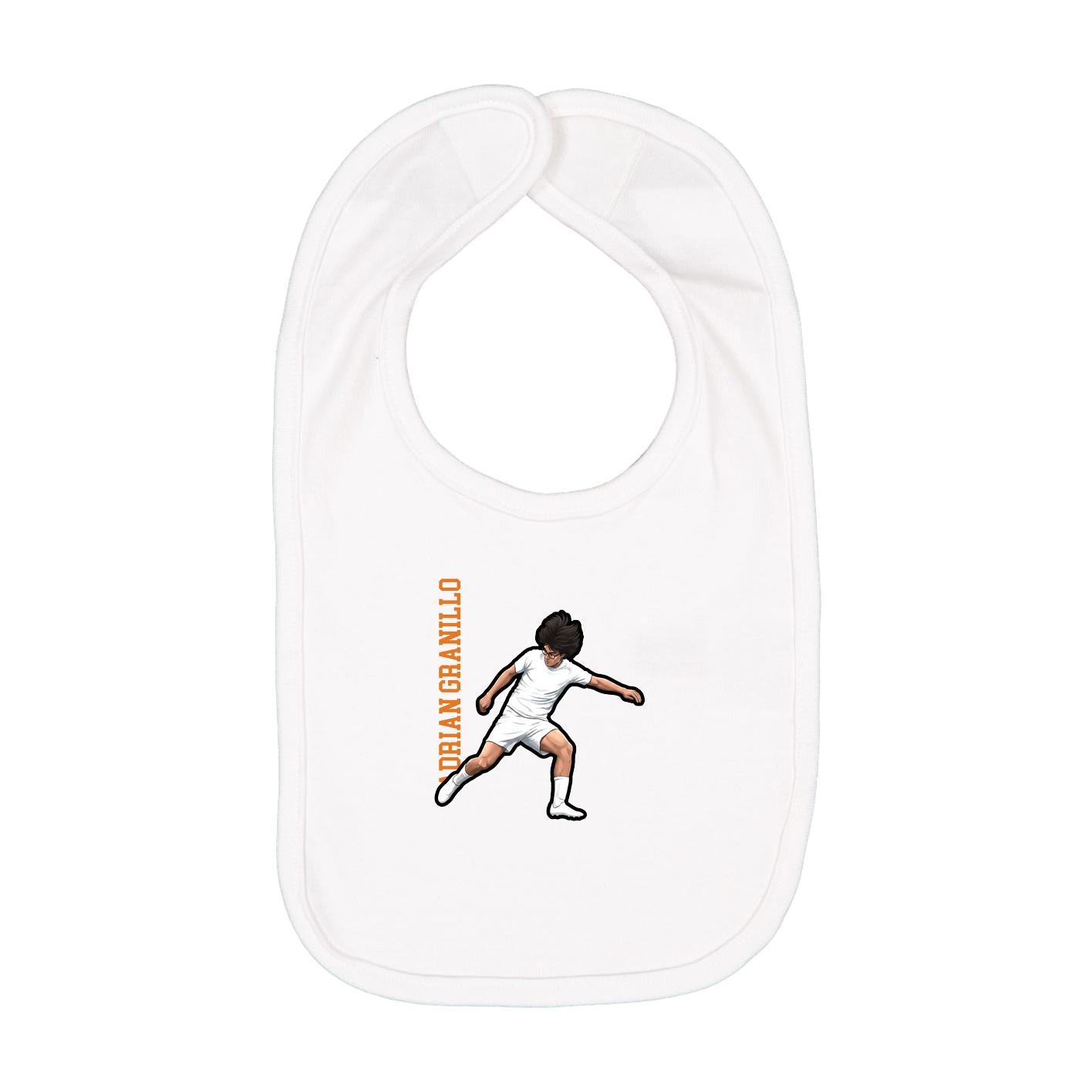 Infant Bib — Name Vertical in White
