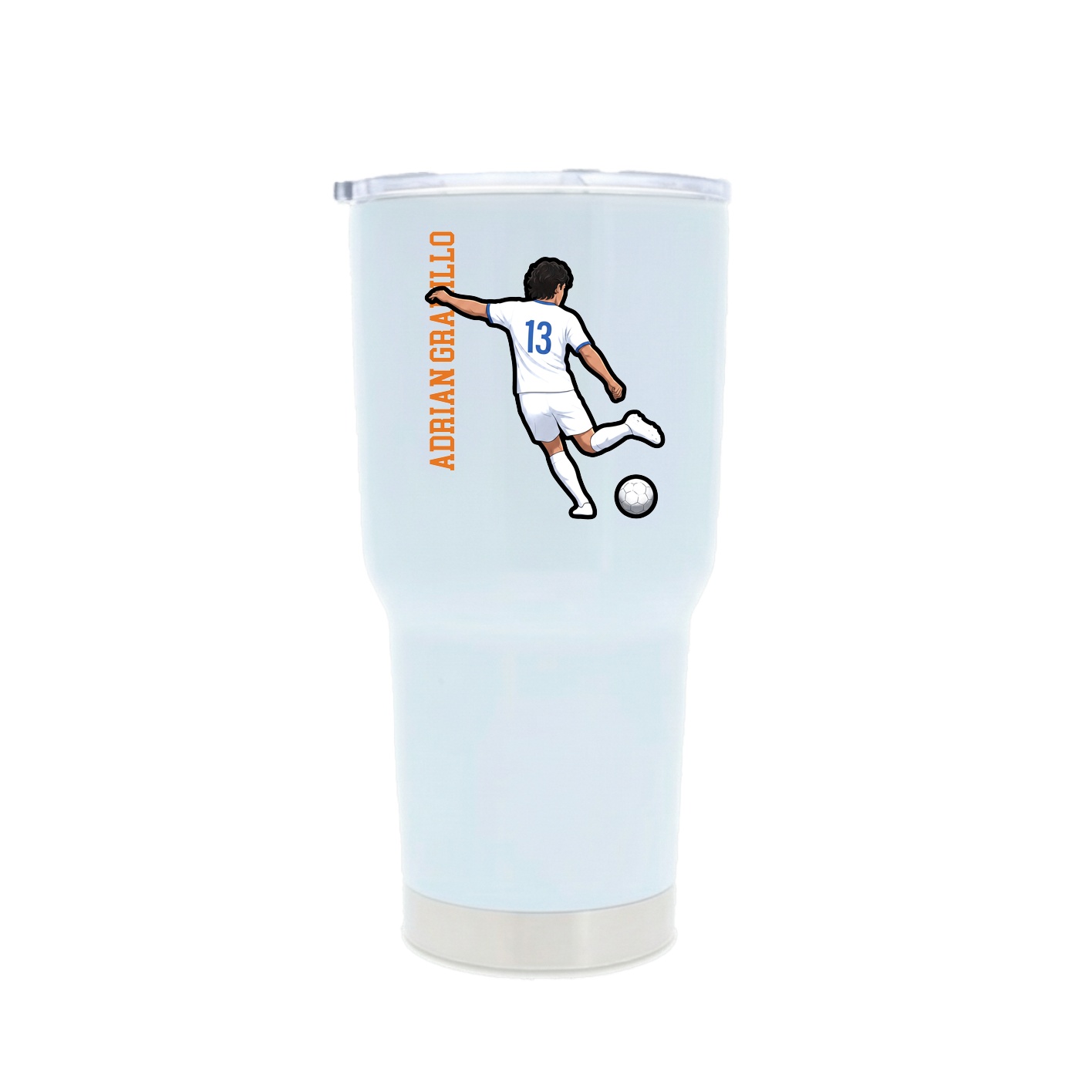 30oz Stainless Steel Tumbler — Name Vertical in White