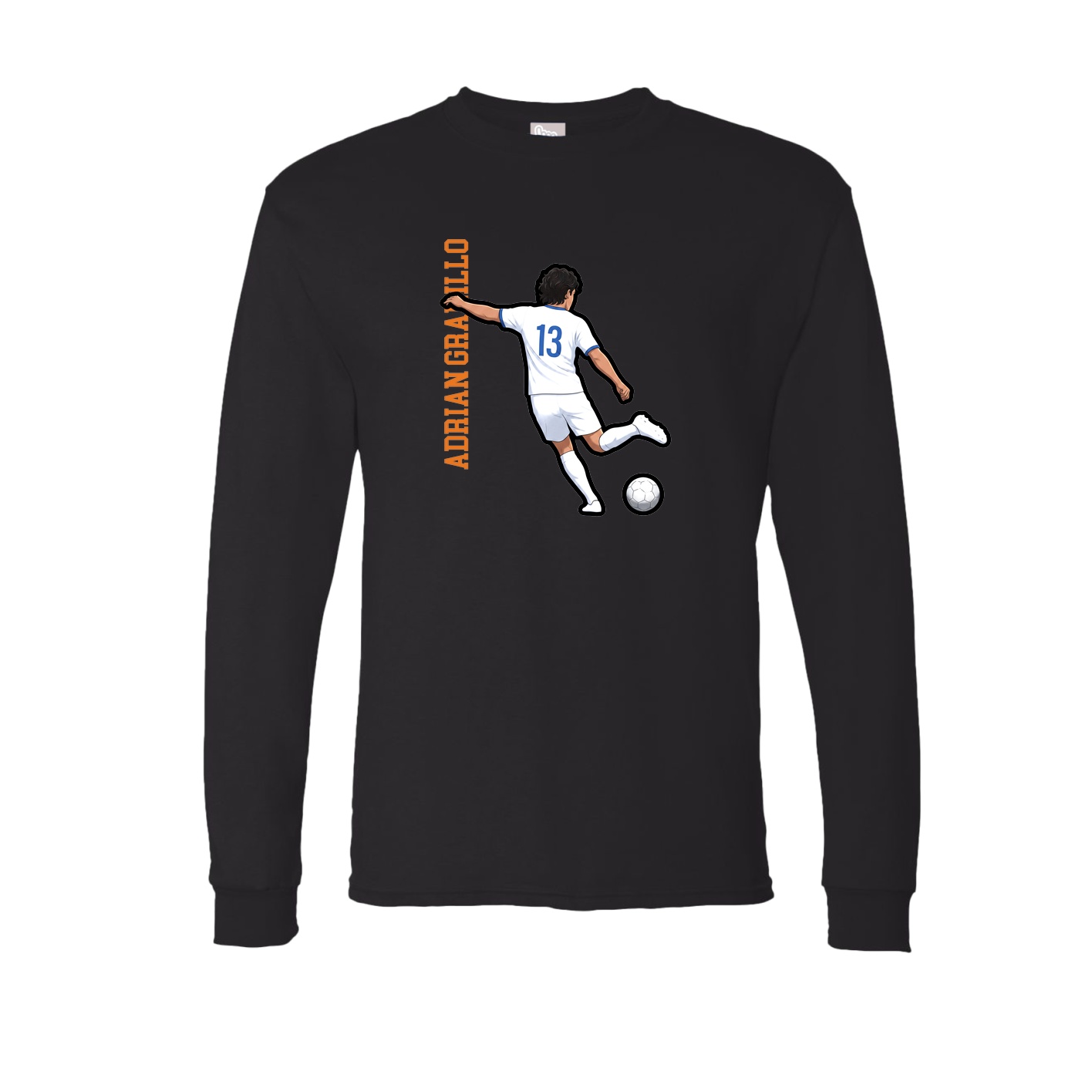Long Sleeve Tee — Name Vertical in Black