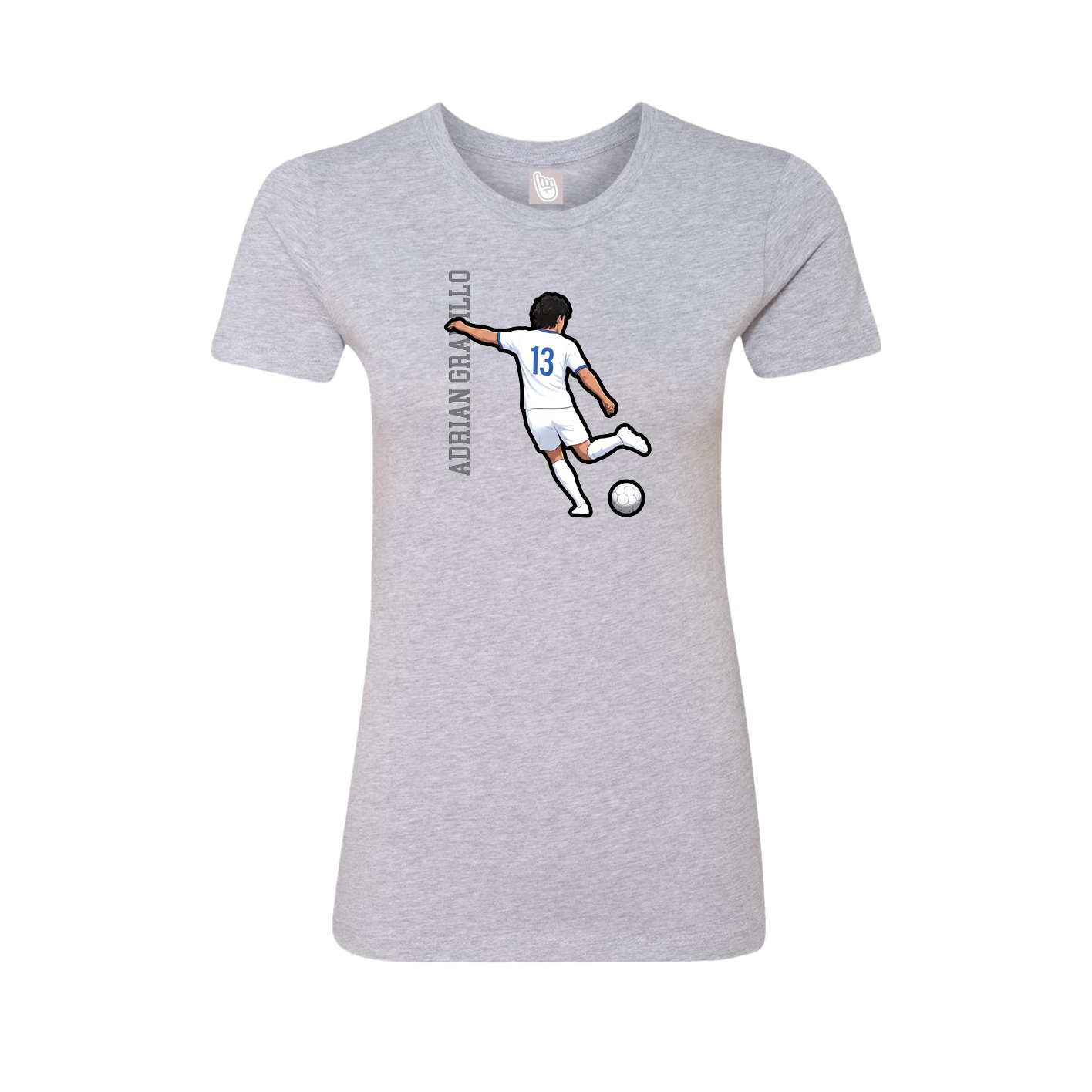 Fitted Women's Tee — Name Vertical in Grey