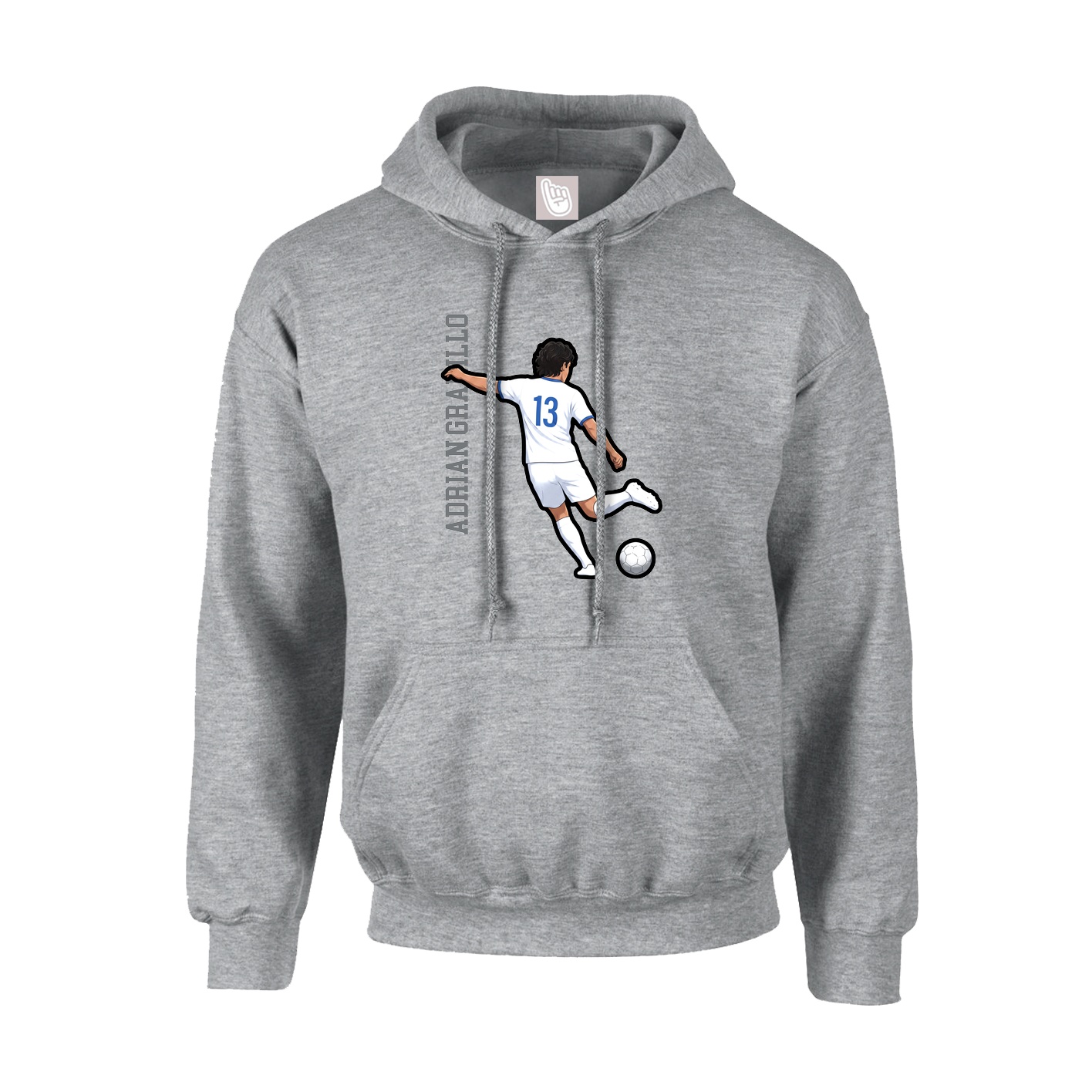 Youth Hoodie — Name Vertical in Grey