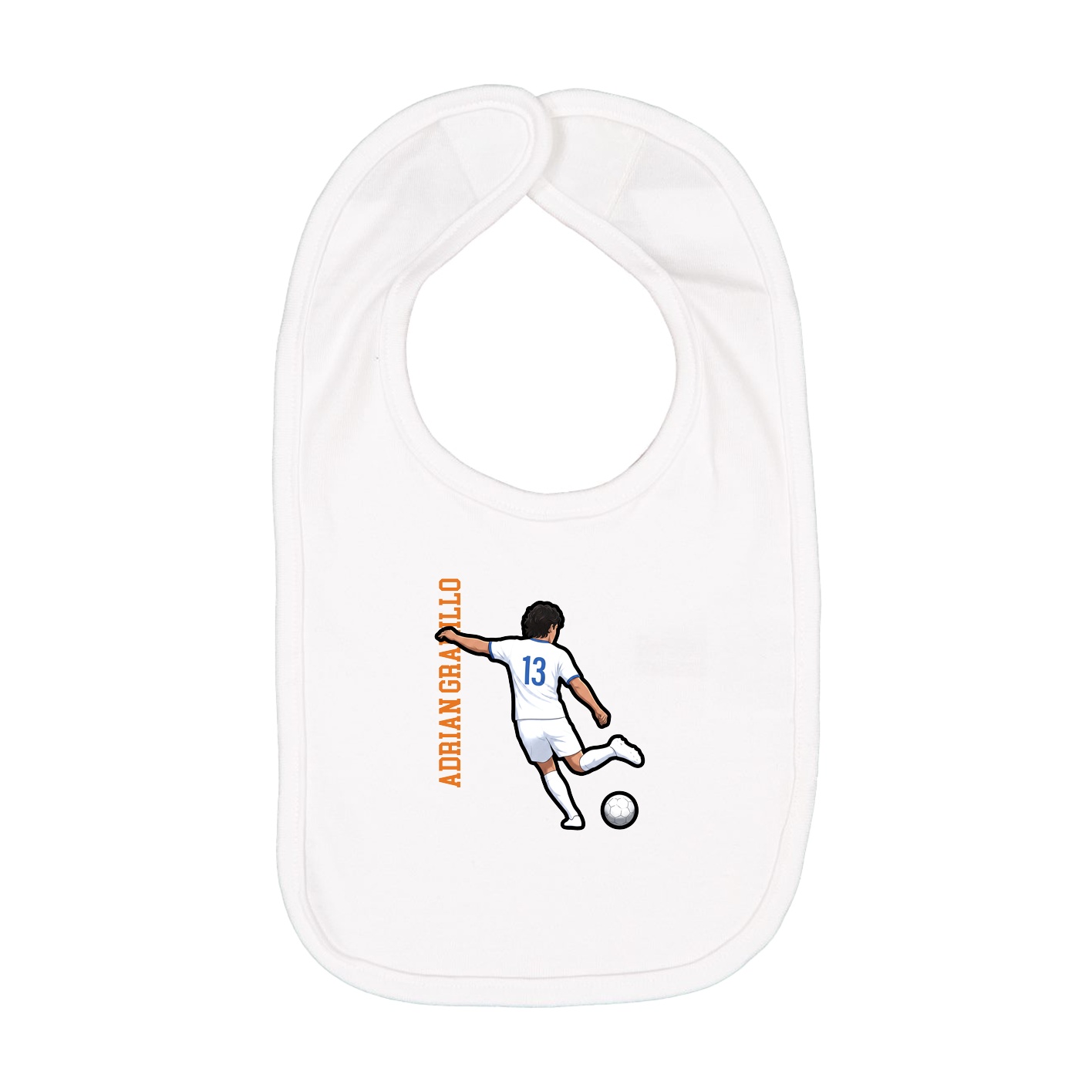 Infant Bib — Name Vertical in White
