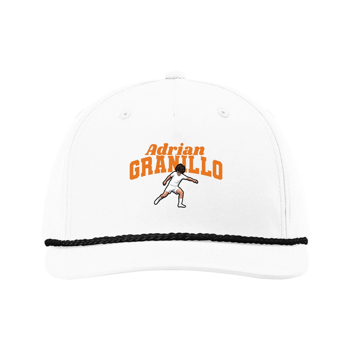Five-Panel Classic Rope Cap — Signature Arch in White