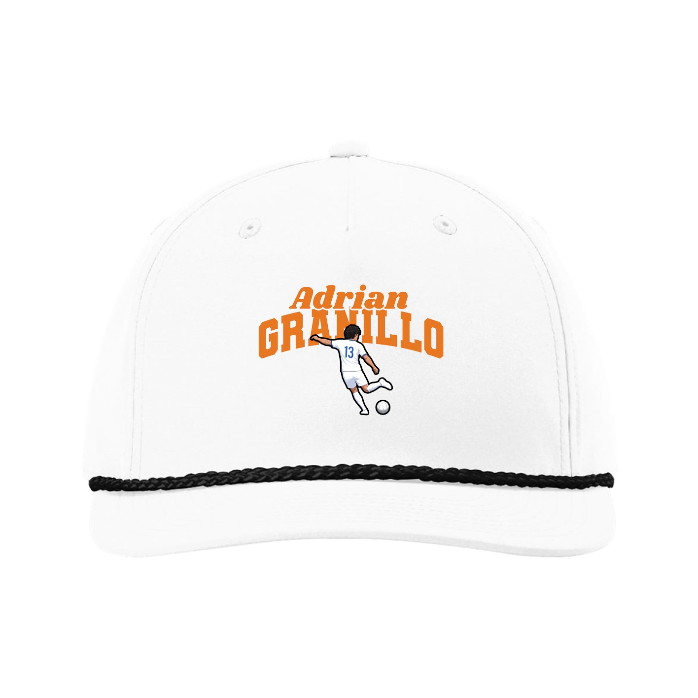 Five-Panel Classic Rope Cap — Signature Arch in White