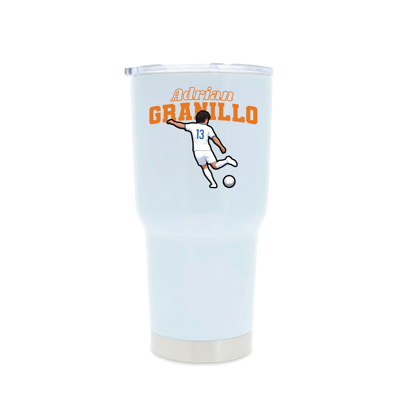 30oz Stainless Steel Tumbler — Name Arch in White