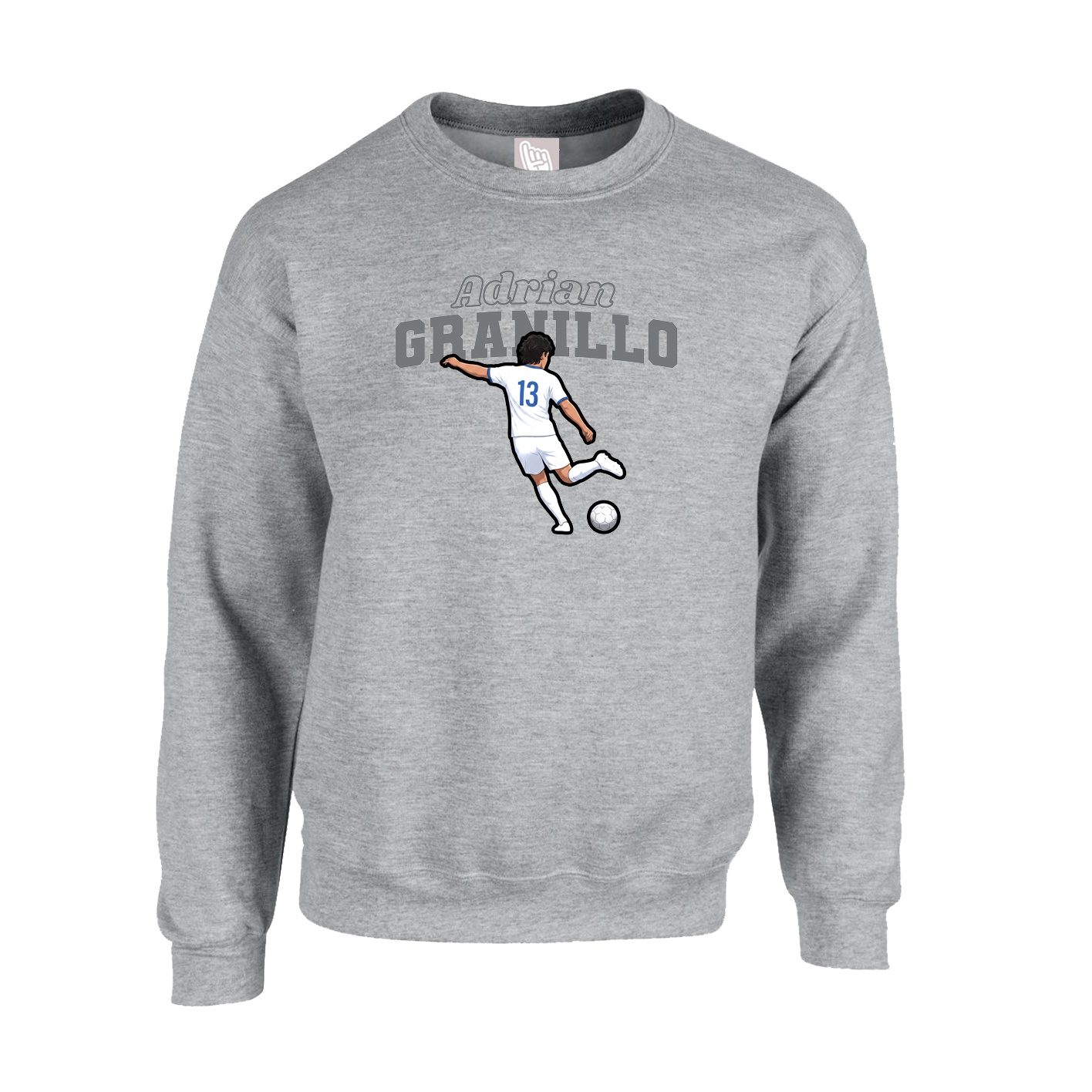 Fleece Crew — Name Arch in Grey