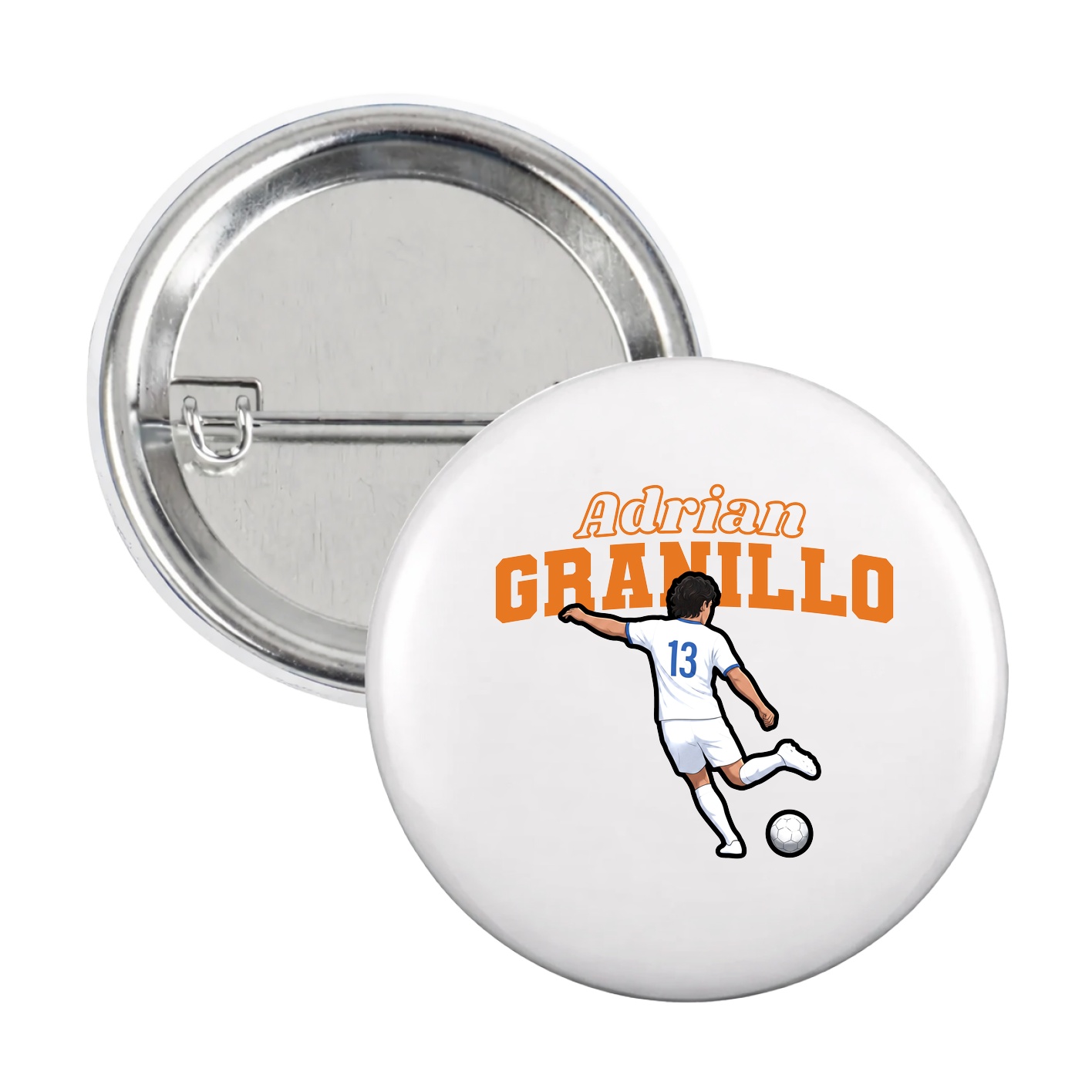 Game Day Button — Name Arch in White