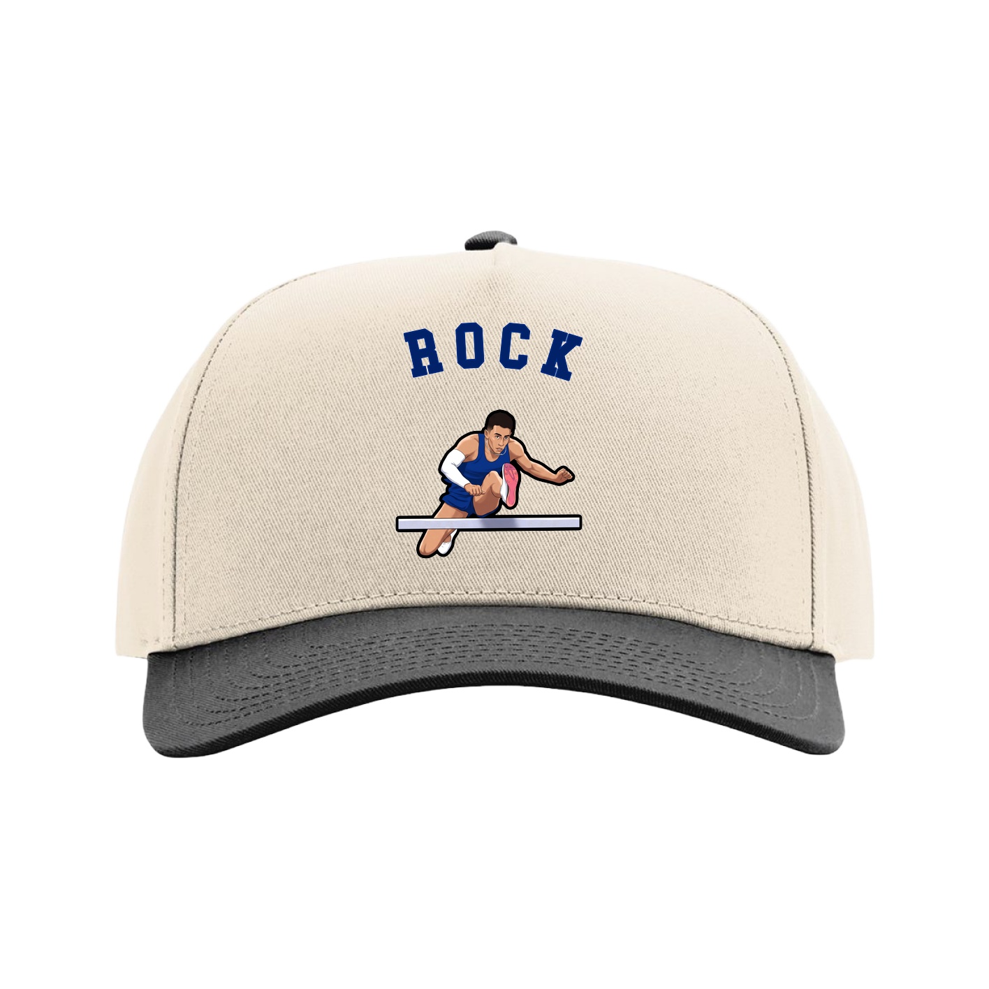 Full Fabric Five-Panel Champ Cap — Shirsey Arch in Cream/Black