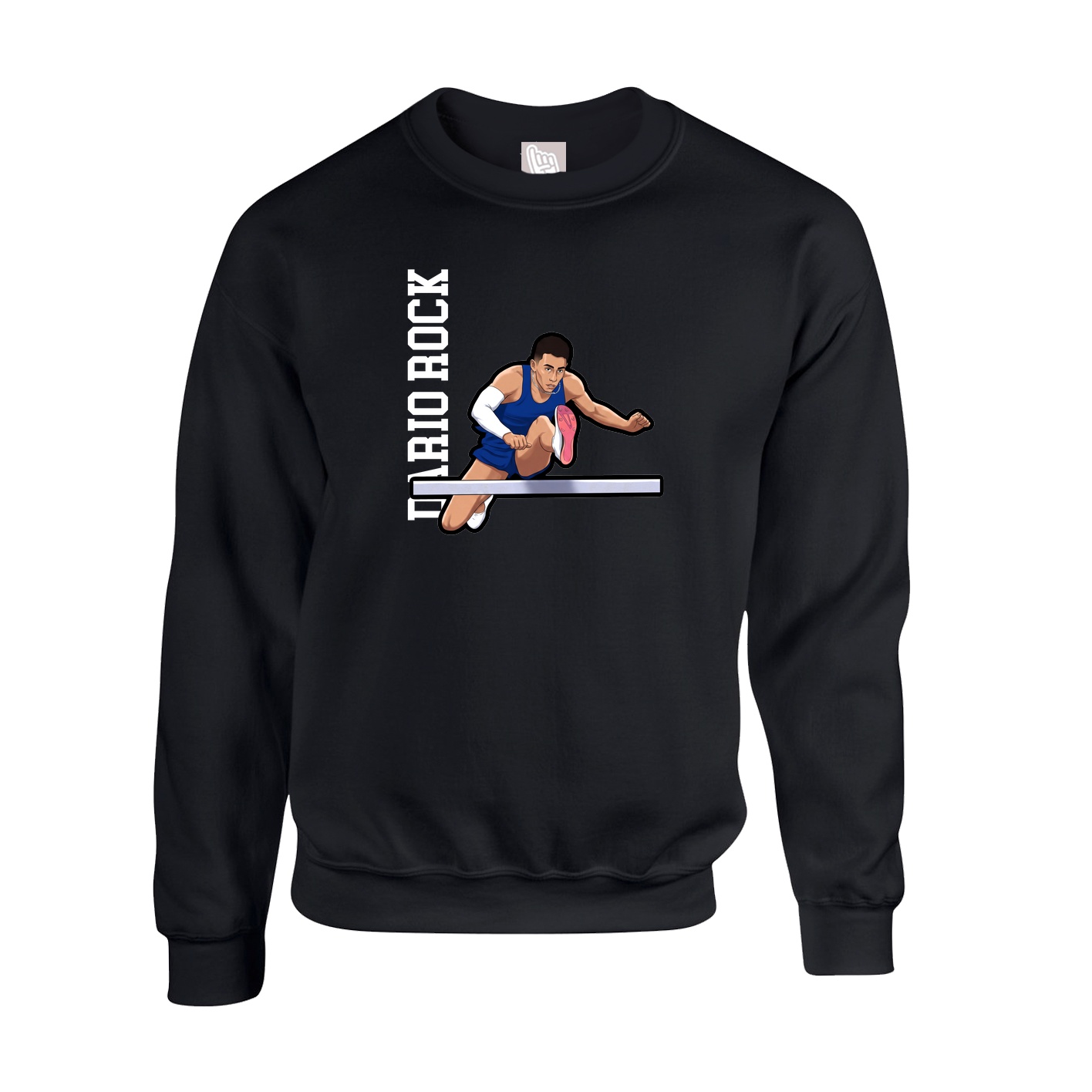 Fleece Crew — Name Vertical in Black