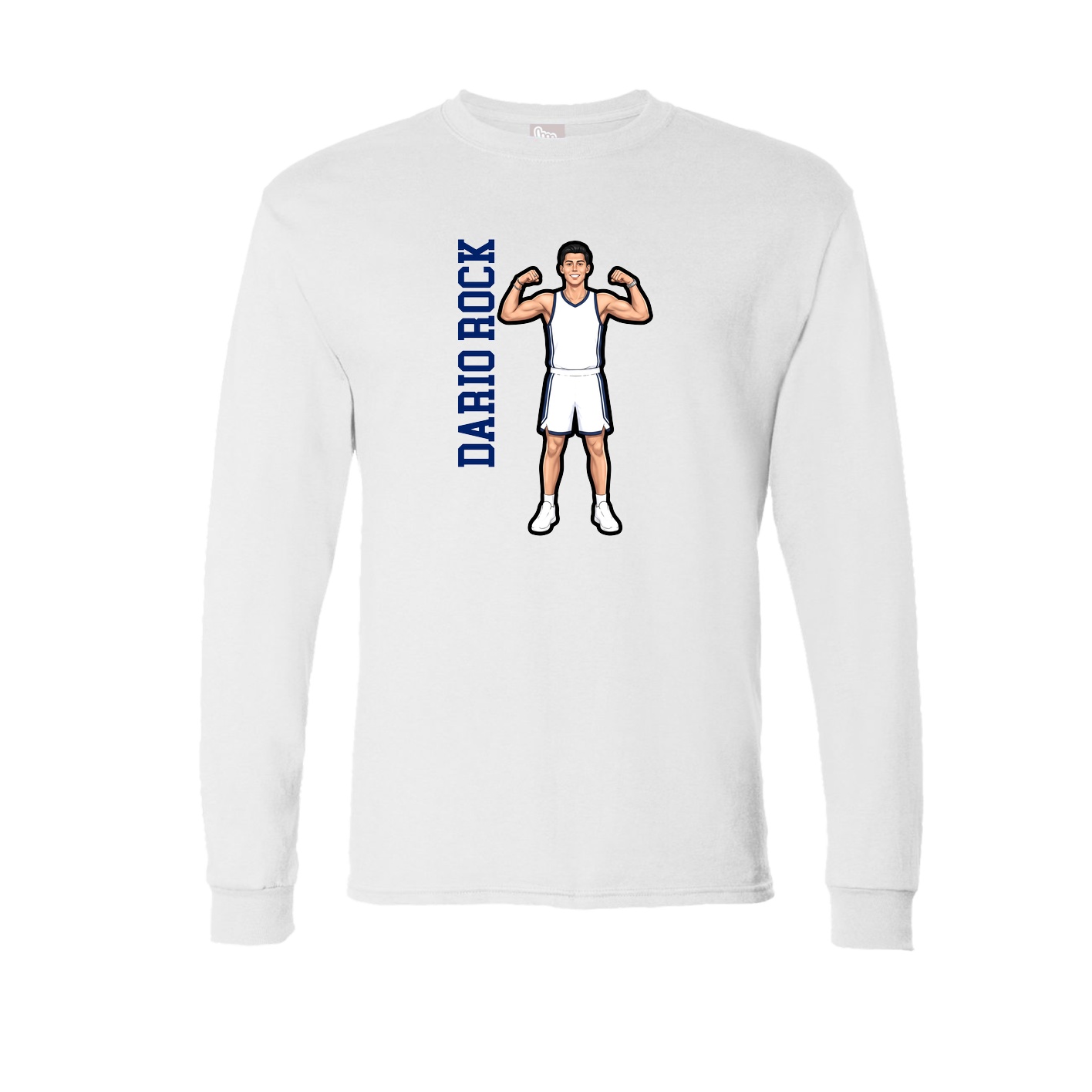 Long Sleeve Tee — Name Vertical in White