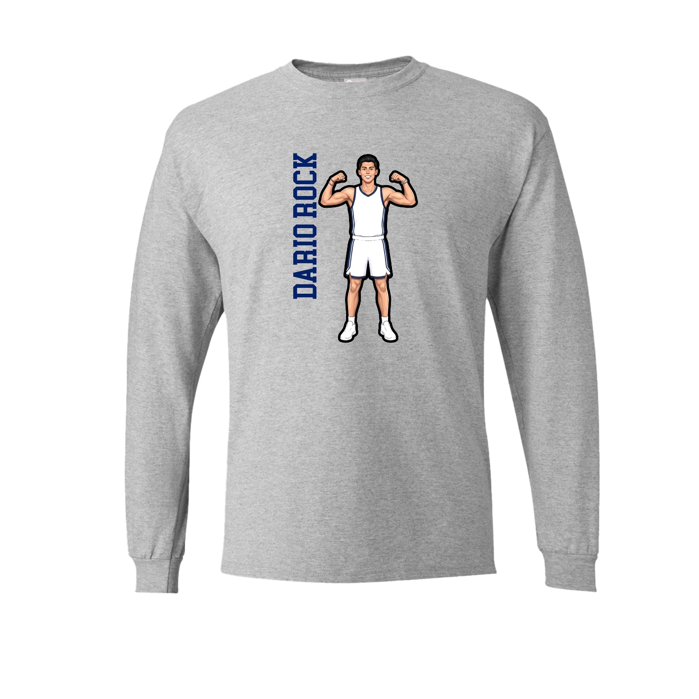 Long Sleeve Tee — Name Vertical in Grey