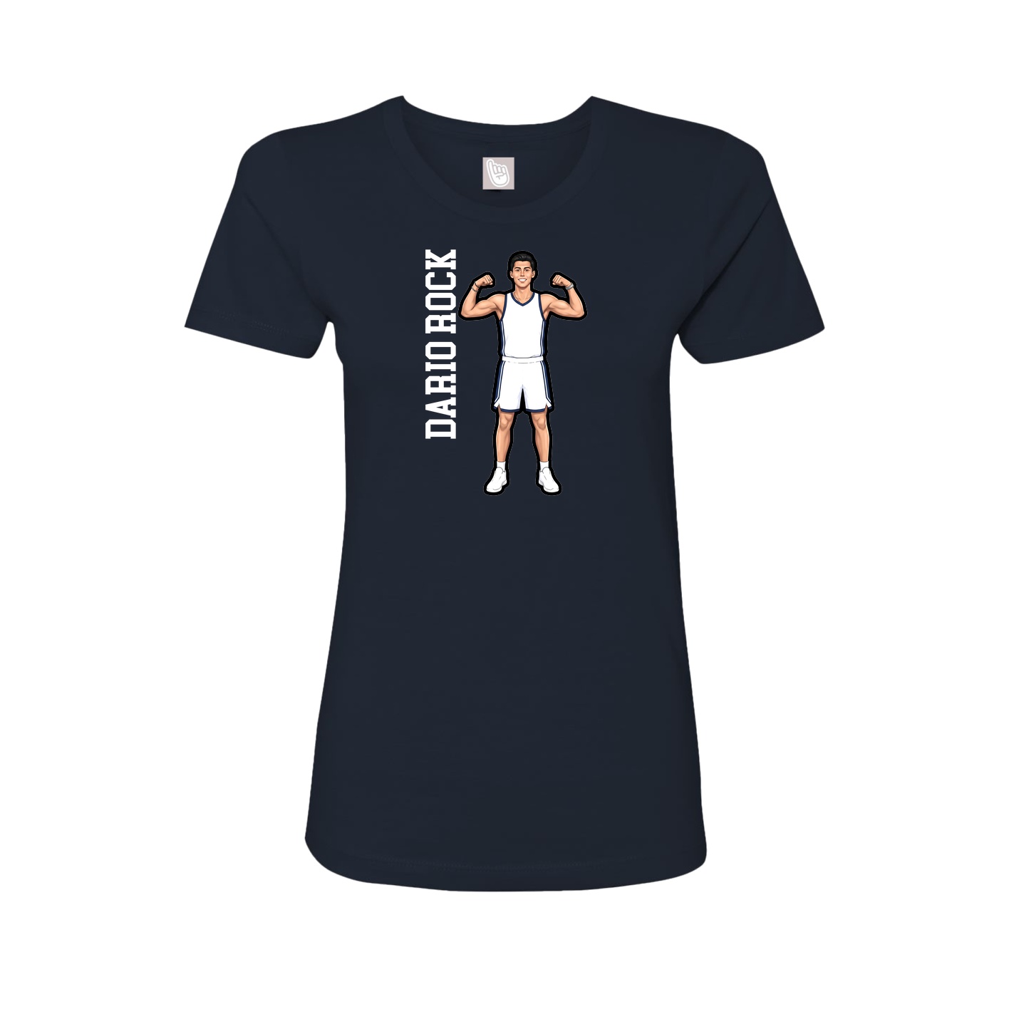Fitted Women's Tee — Name Vertical in Navy