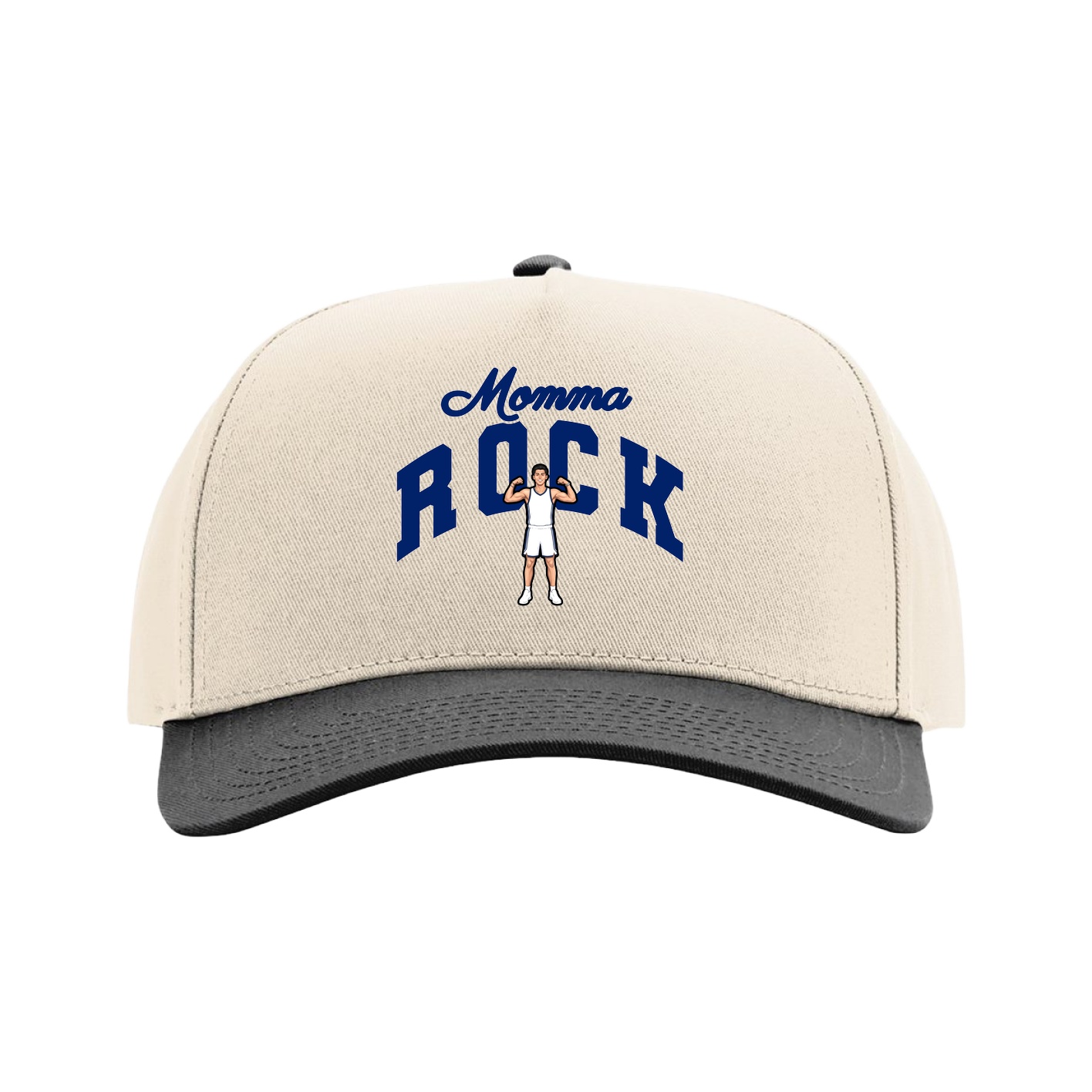 Full Fabric Five-Panel Champ Cap — Mothers Day Arch in Cream/Black