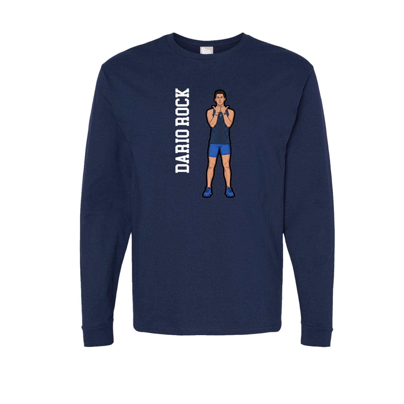 Long Sleeve Tee — Name Vertical in Navy