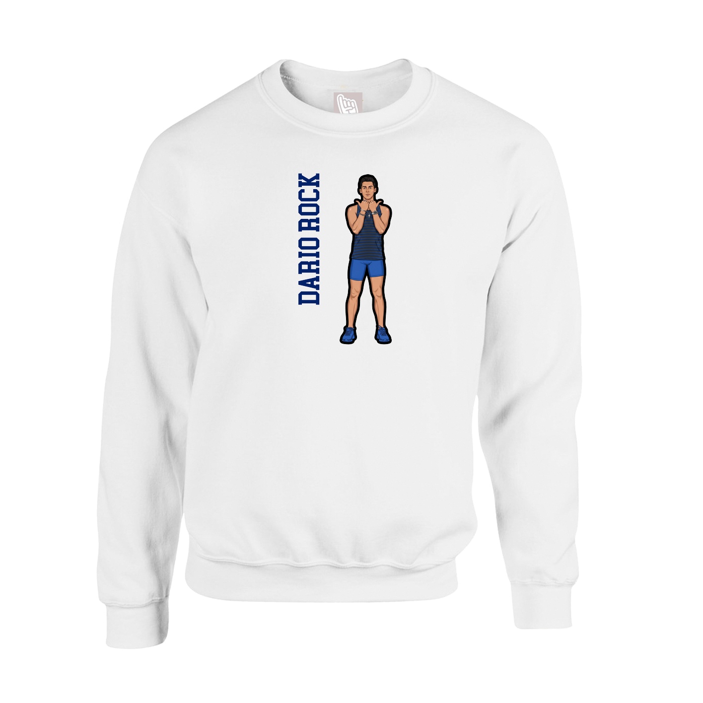 Fleece Crew — Name Vertical in White