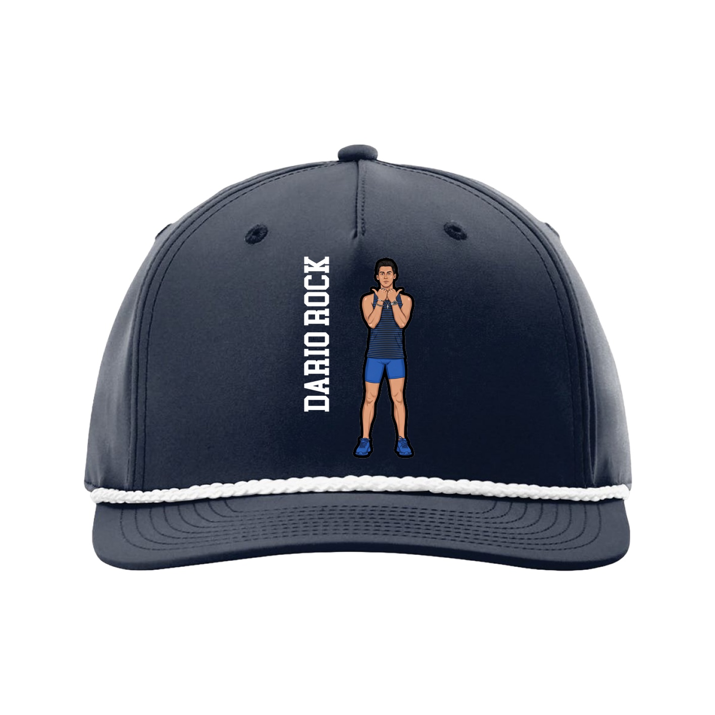 Five-Panel Classic Rope Cap — Name Vertical in Navy