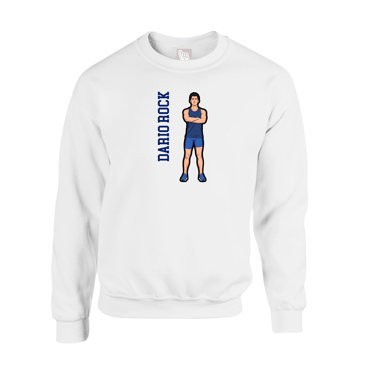 Fleece Crew — Name Vertical in White