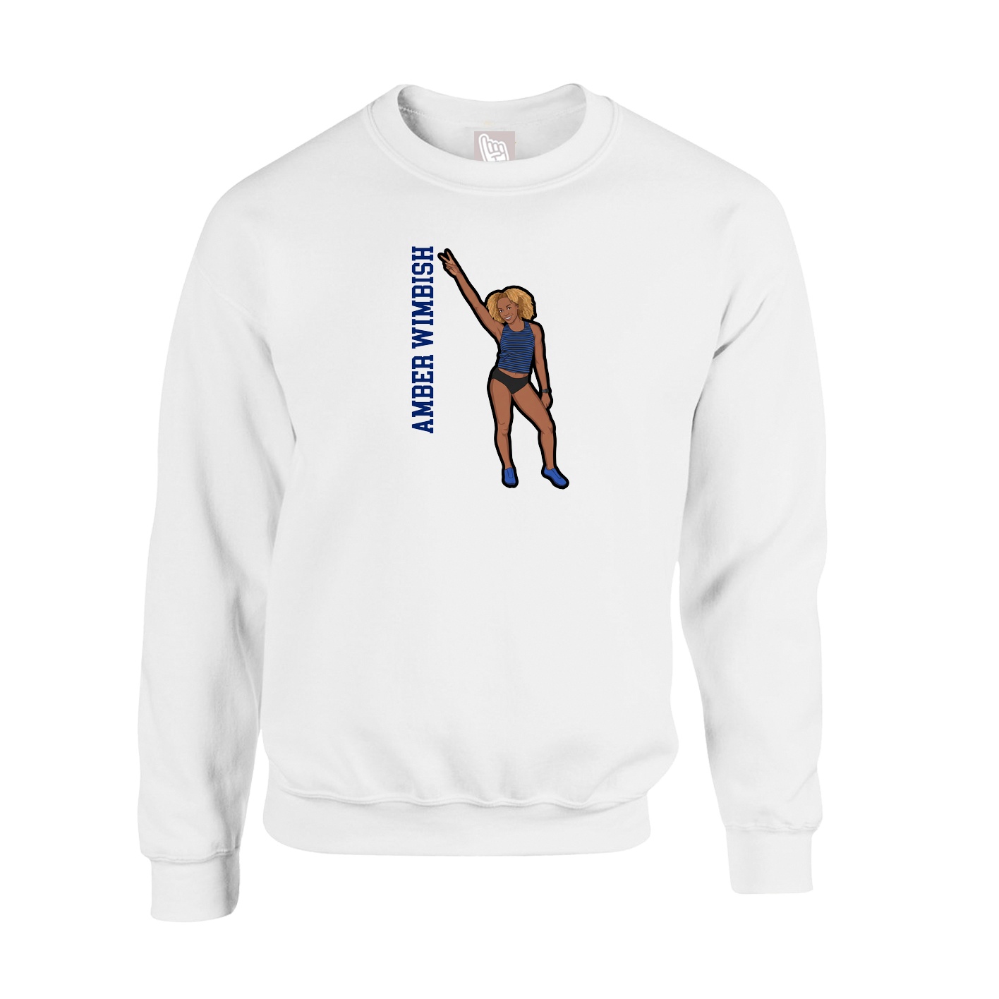 Fleece Crew — Name Vertical in White
