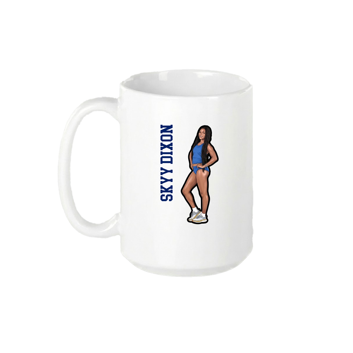 15oz Coffee Mug — Name Vertical in White