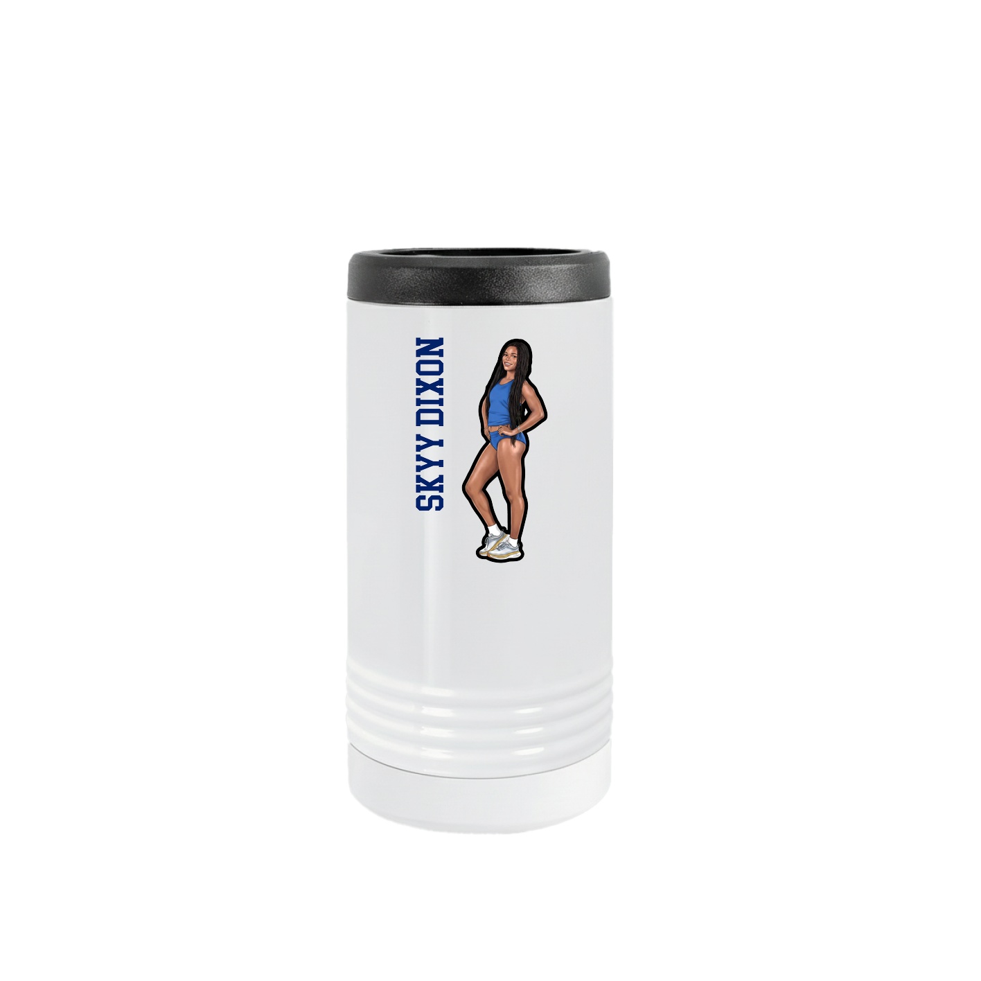 Slim Beverage Holder — Name Vertical in White