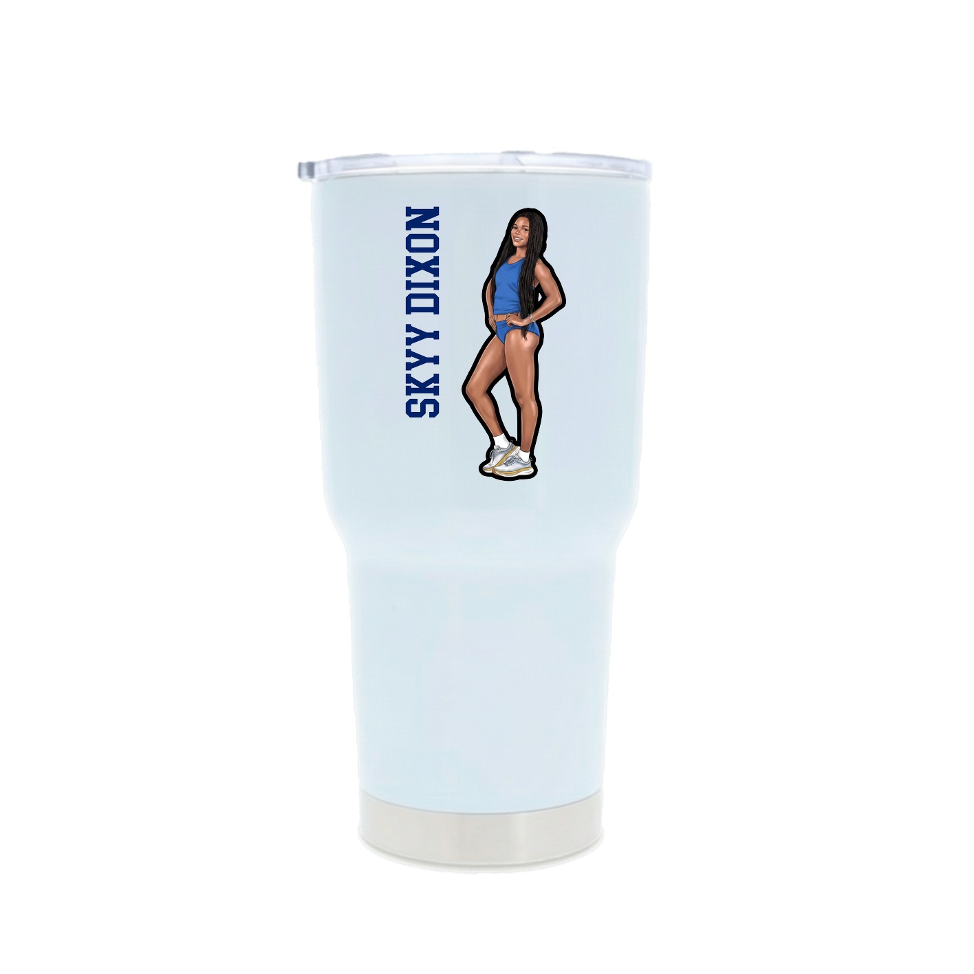 30oz Stainless Steel Tumbler — Name Vertical in White