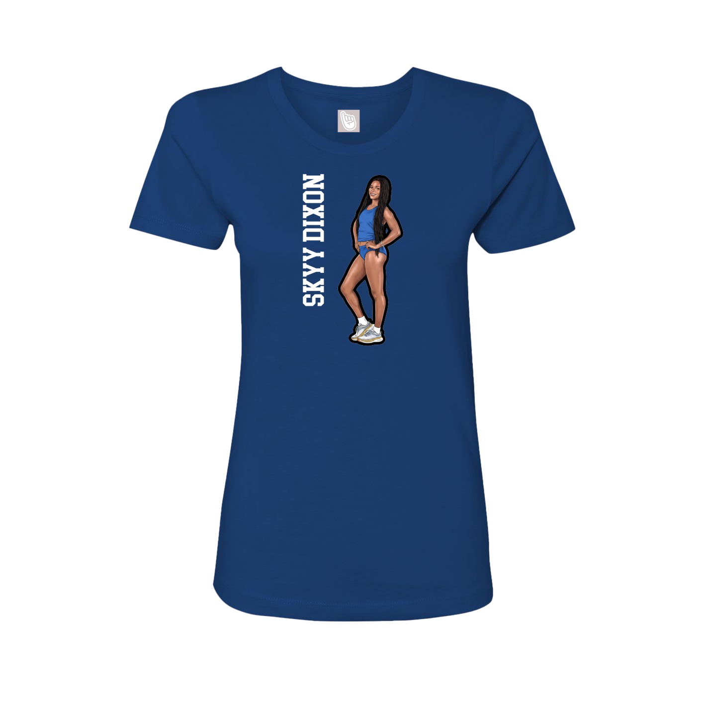 Fitted Women's Tee — Name Vertical in Royal