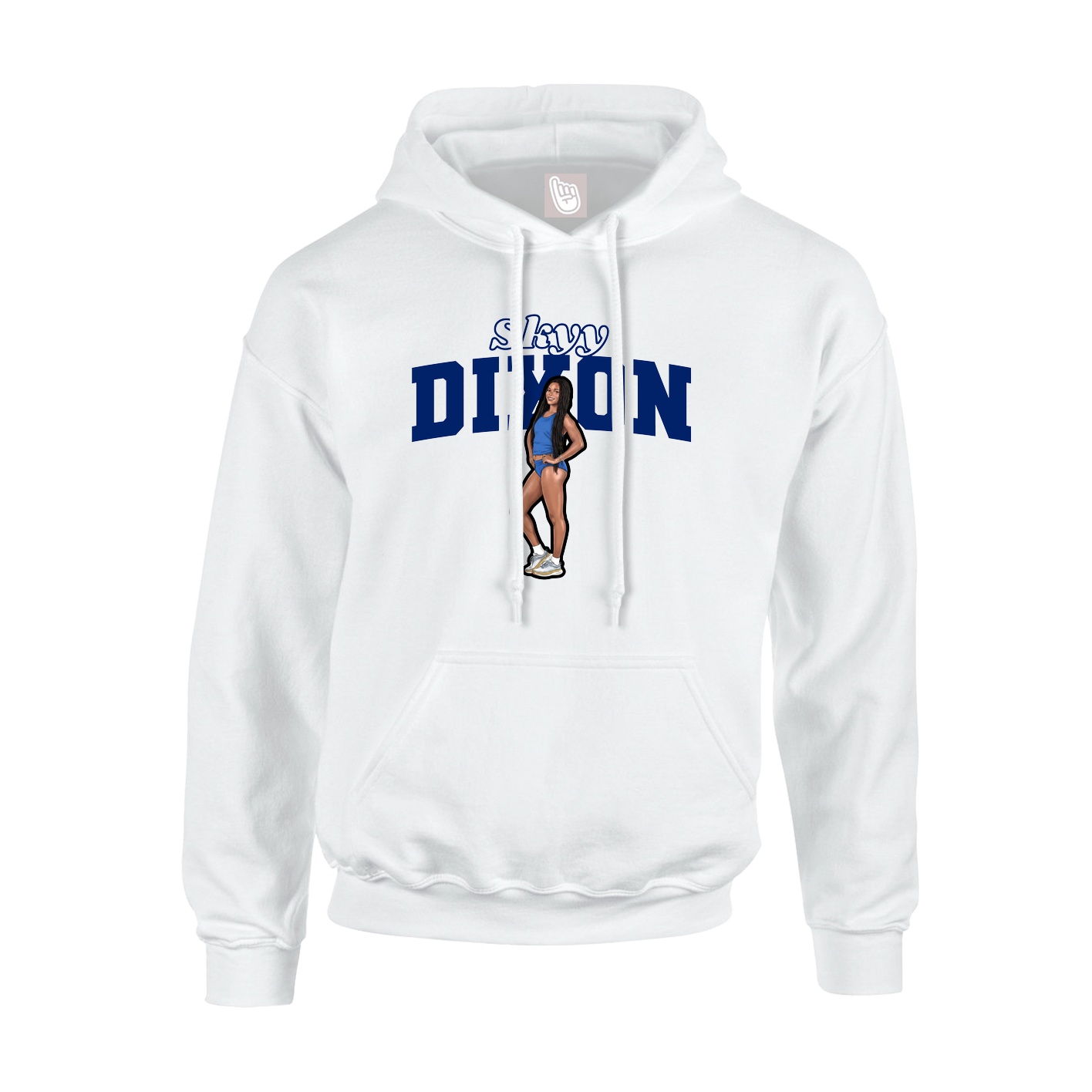 Youth Hoodie — Name Arch in White
