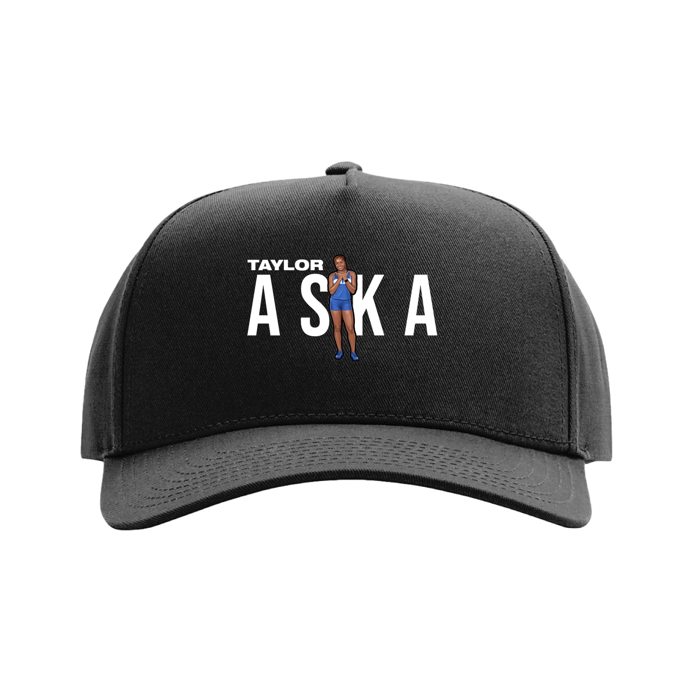 Full Fabric Five-Panel Champ Cap — Player Name in Black