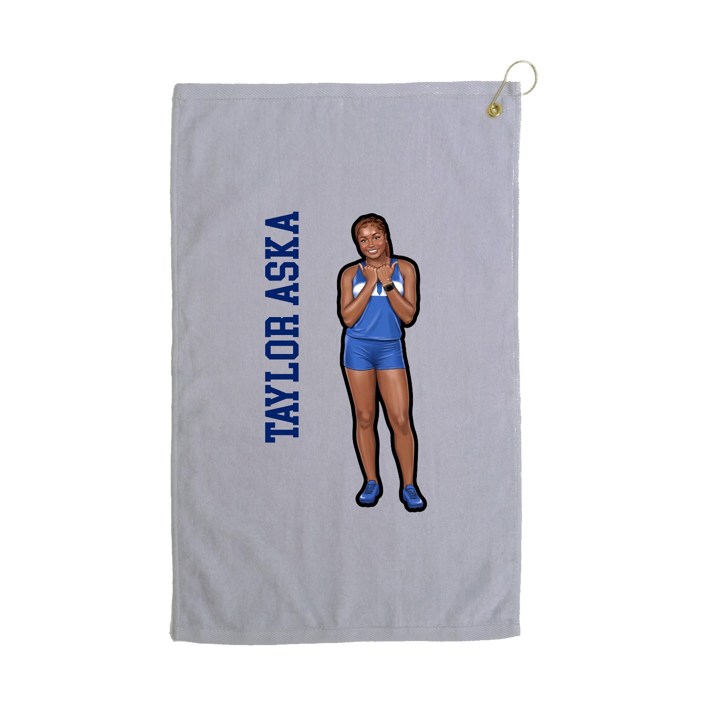 Golf Towel — Name Vertical in Grey