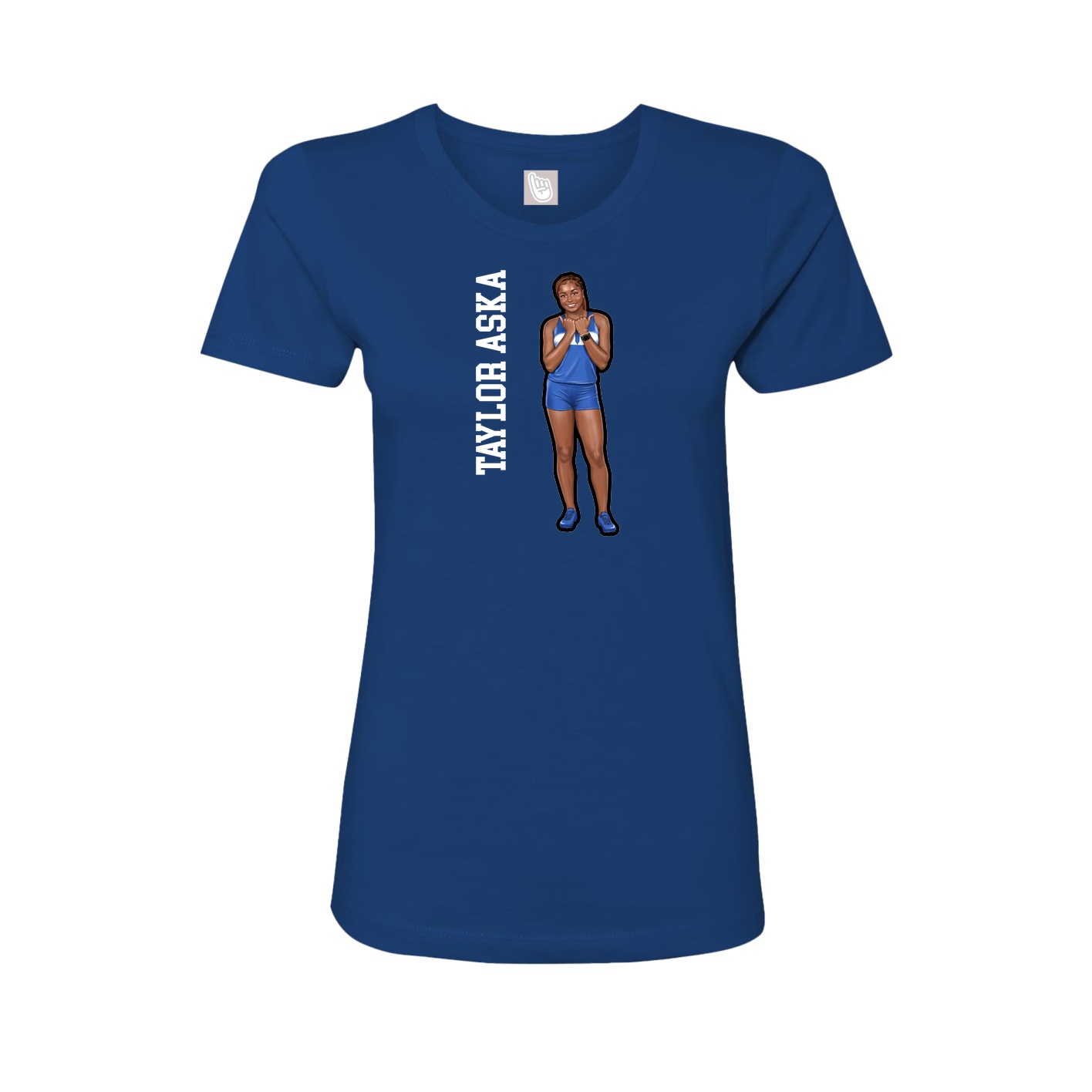 Fitted Women's Tee — Name Vertical in Royal