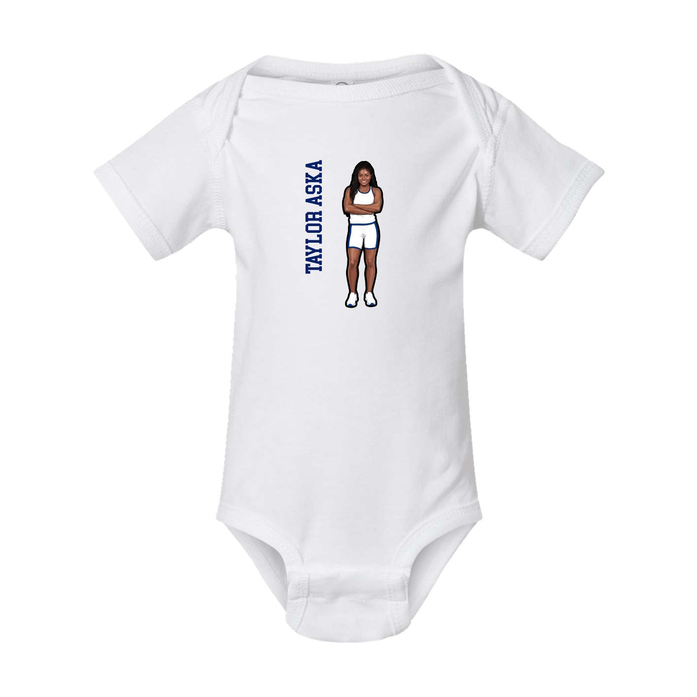 Baby Onesie — Name Vertical in White