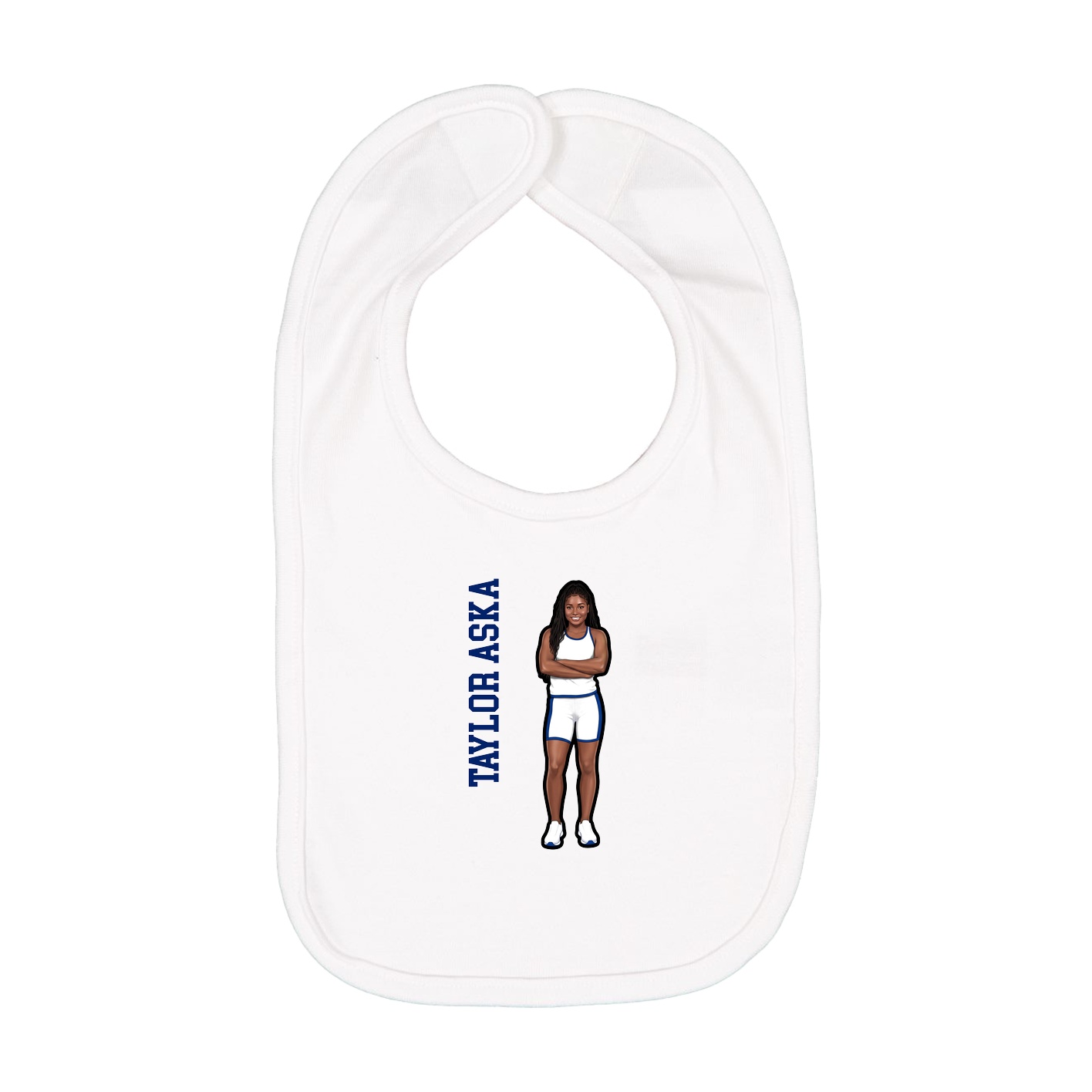 Infant Bib — Name Vertical in White