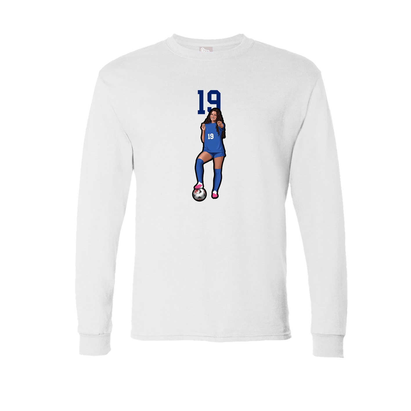 Long Sleeve Tee — Number Top in White