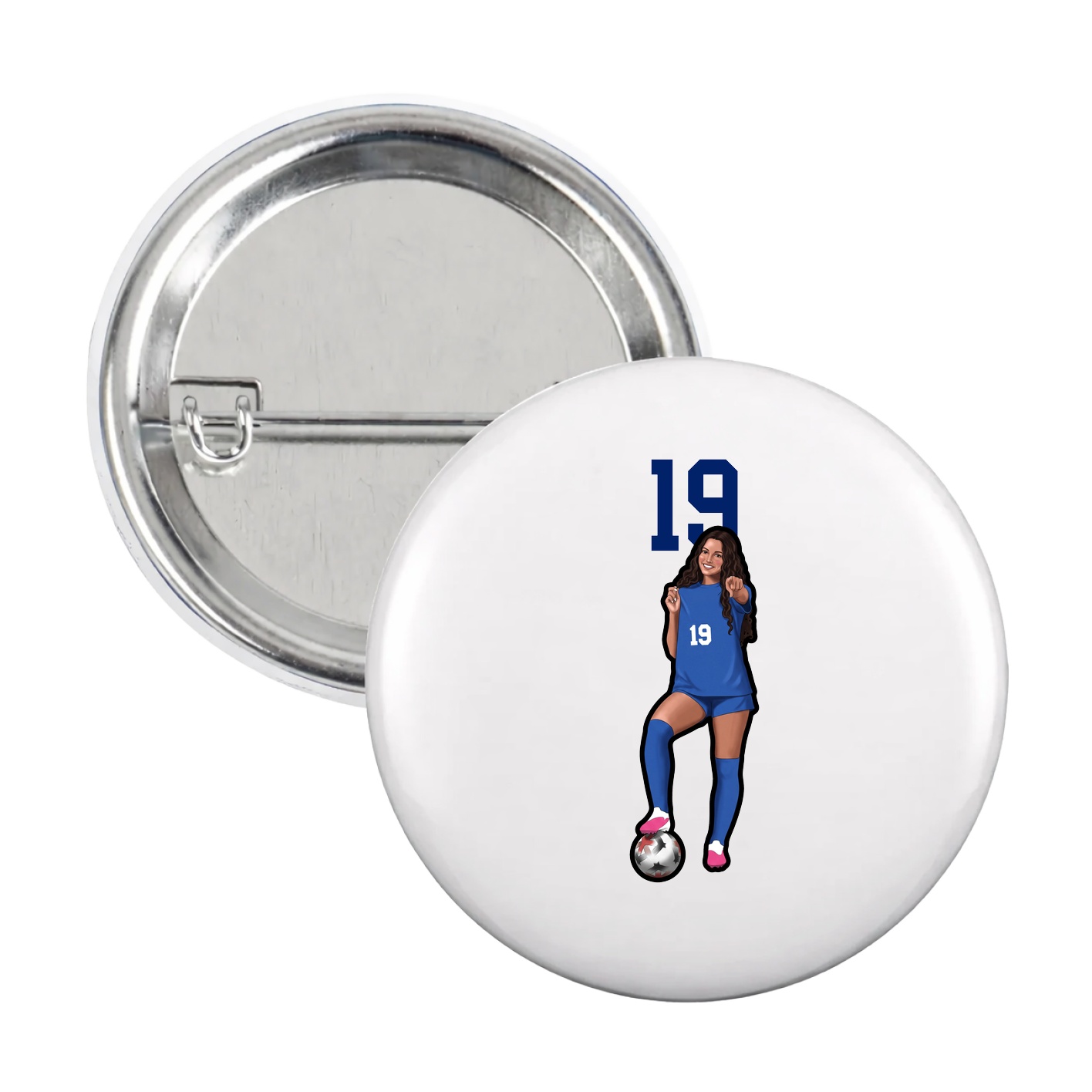 Game Day Button — Number Top in White
