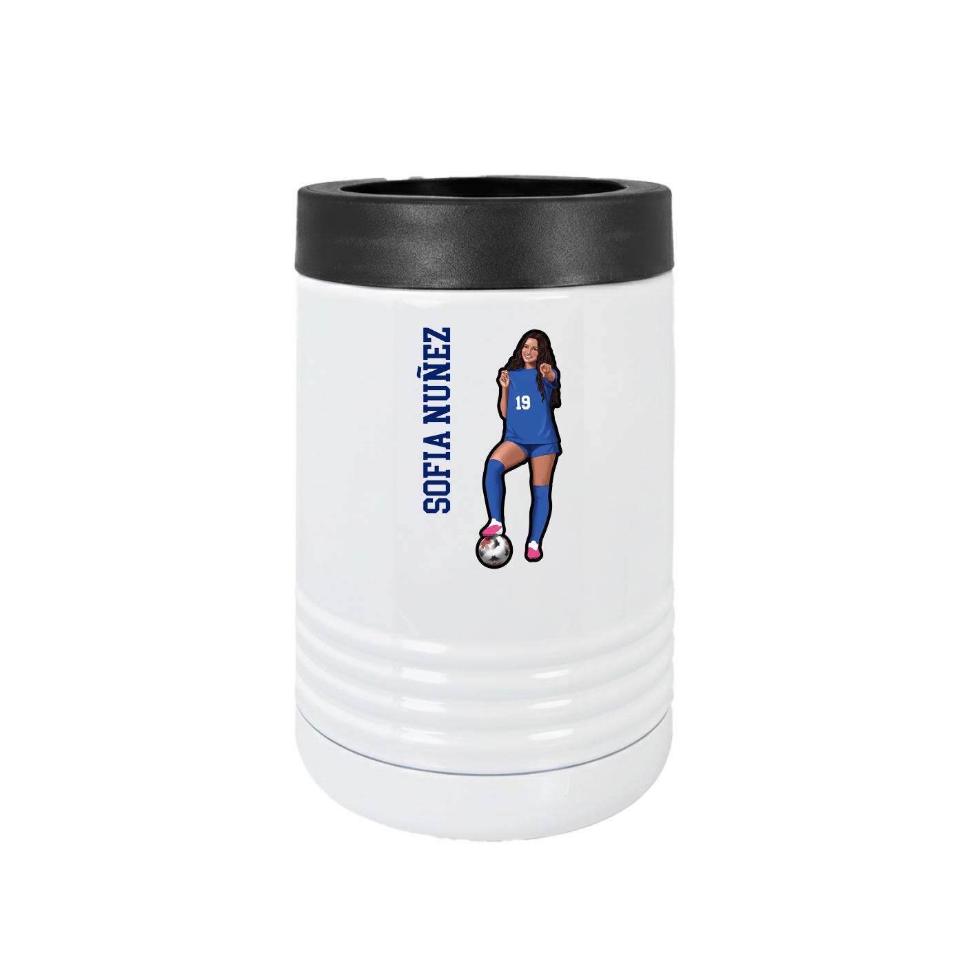 Beverage Holder — Name Vertical in White