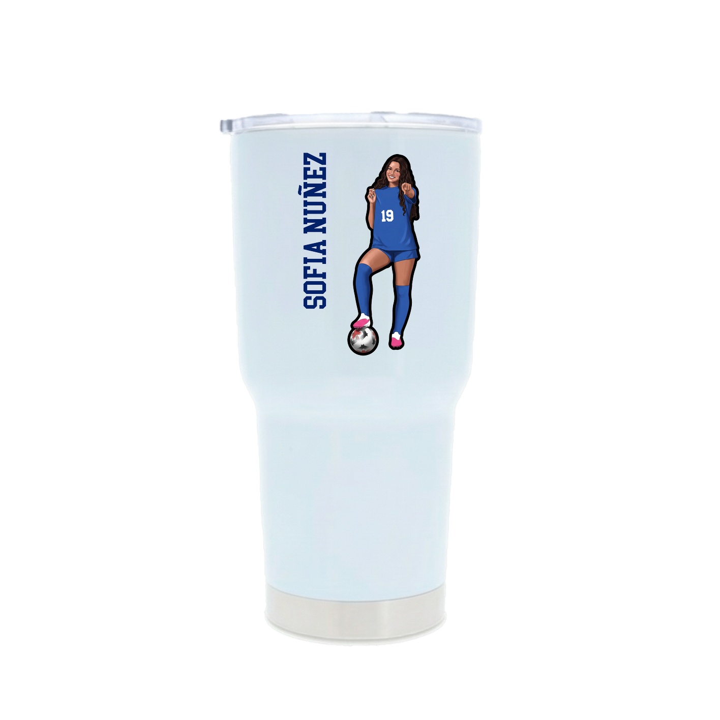 30oz Stainless Steel Tumbler — Name Vertical in White