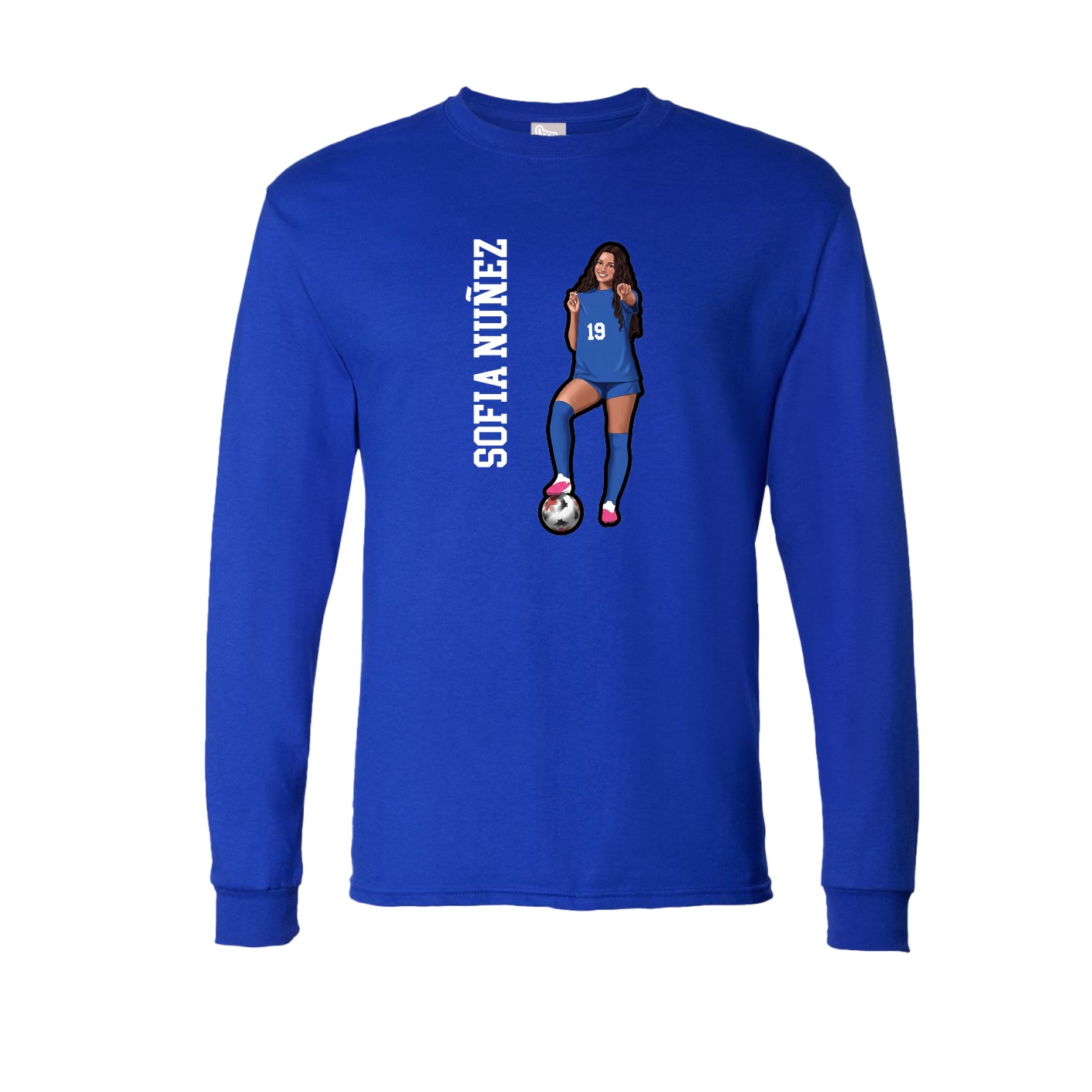 Long Sleeve Tee — Name Vertical in Royal