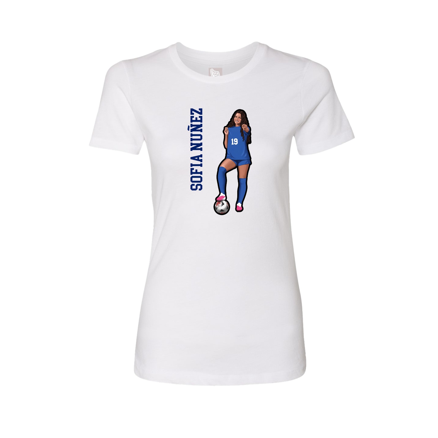 Fitted Women's Tee — Name Vertical in White