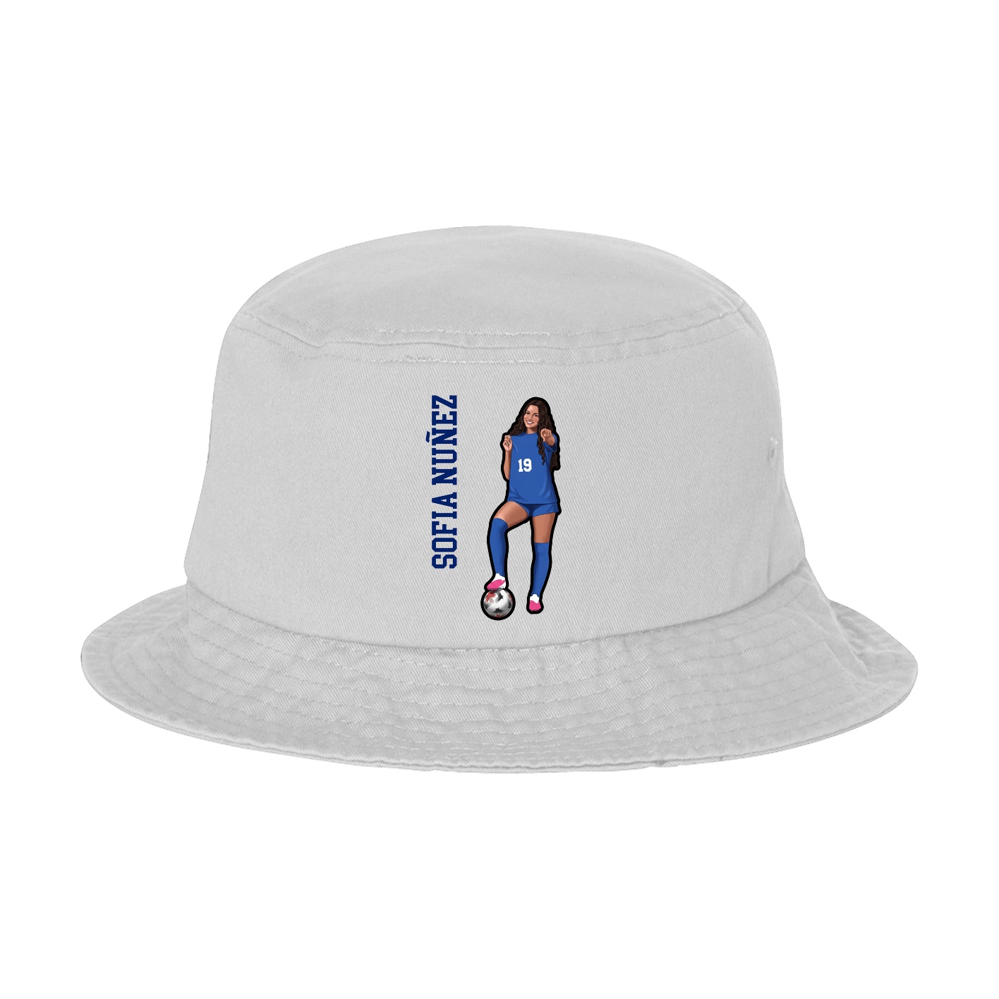 Bucket Cap — Name Vertical in White