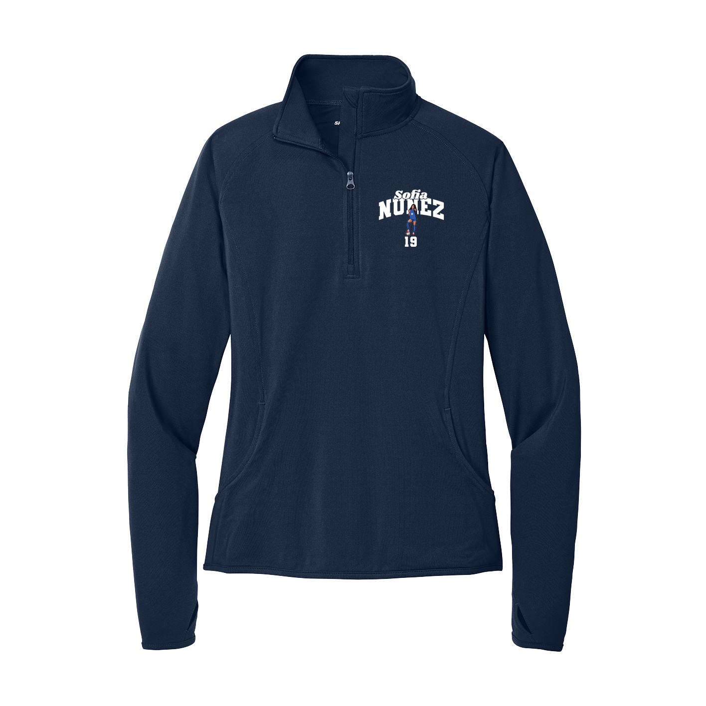 Women's Q-Zip Pullover — Signature Arch in Navy