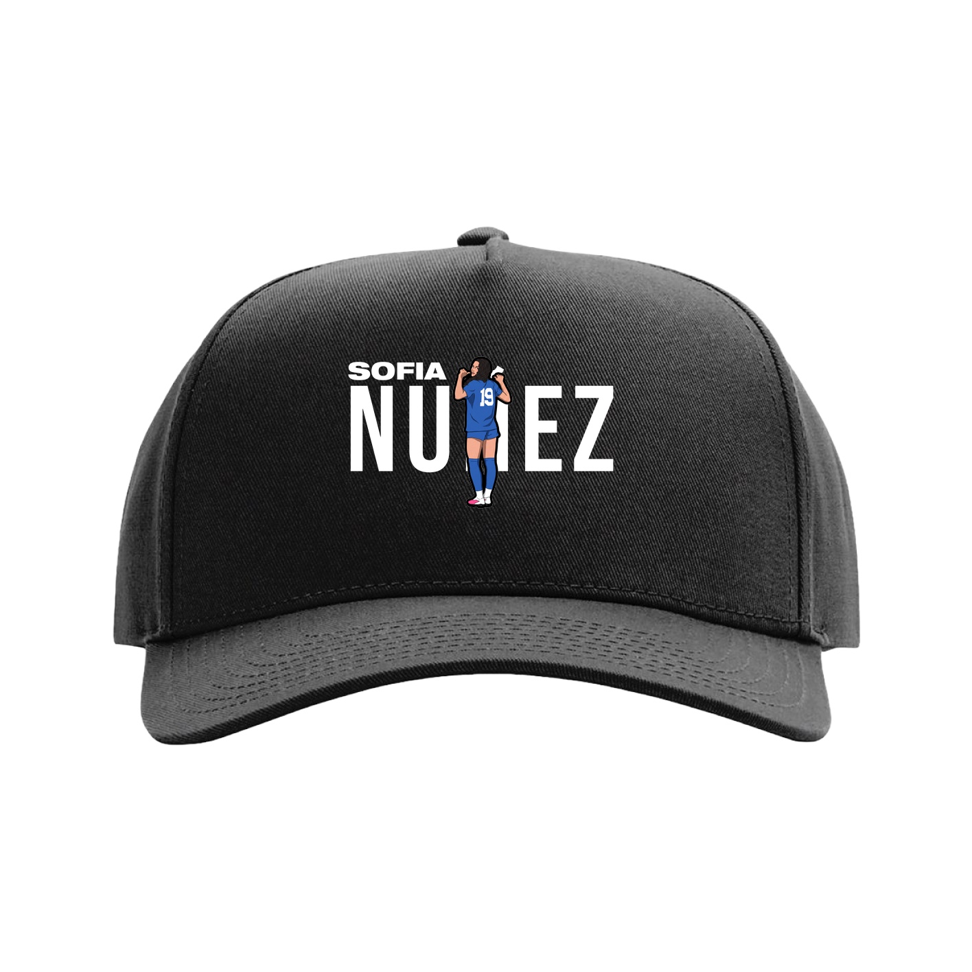 Full Fabric Five-Panel Champ Cap — Player Name in Black
