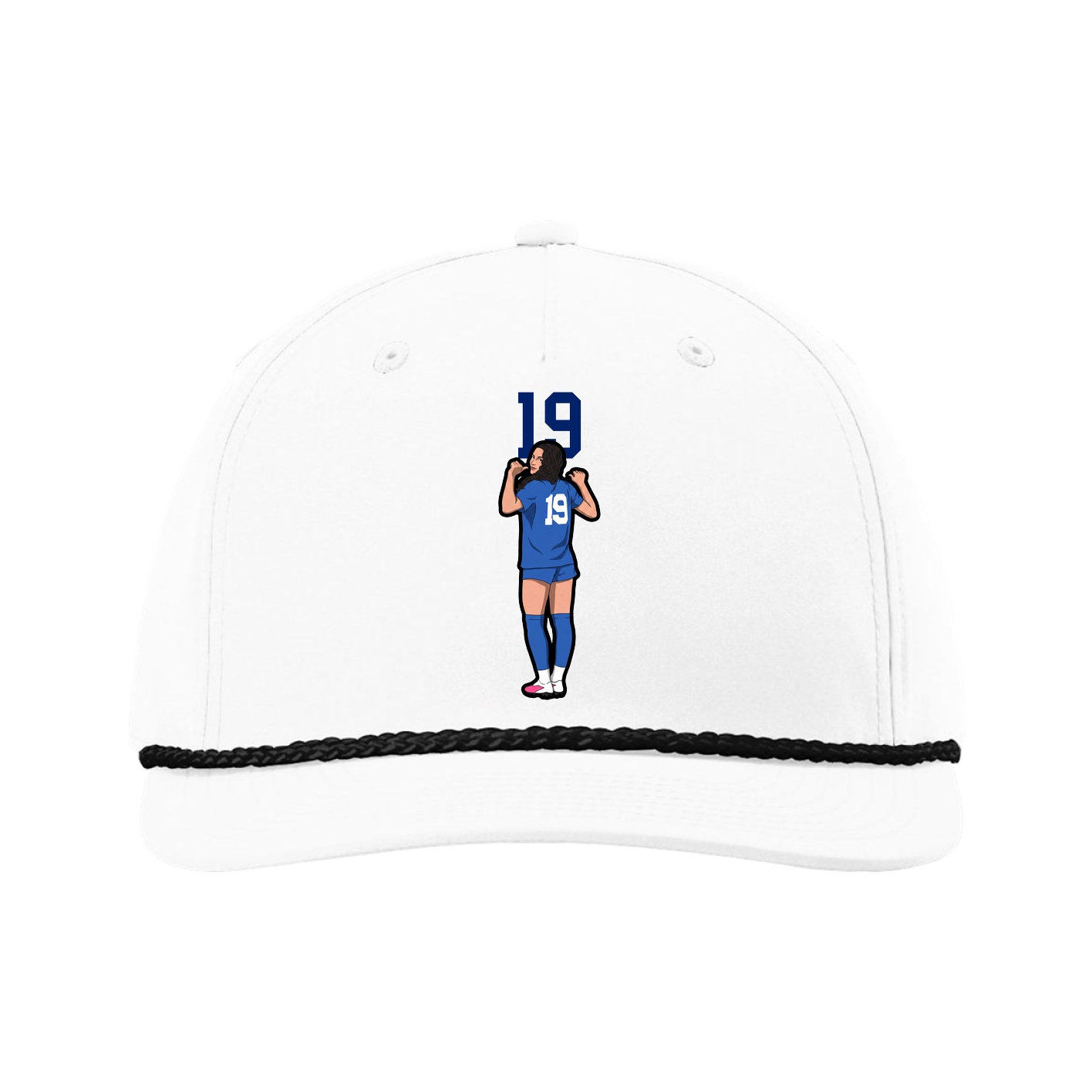 Five-Panel Classic Rope Cap — Number Top in White